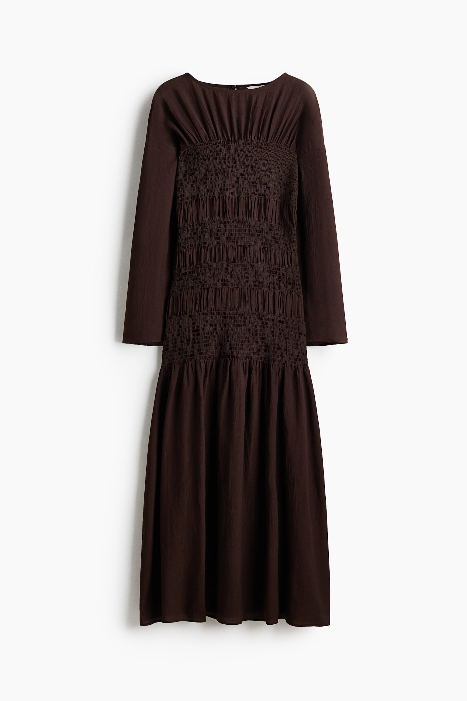 שמלה עם כיווצים - חום כהה - 2