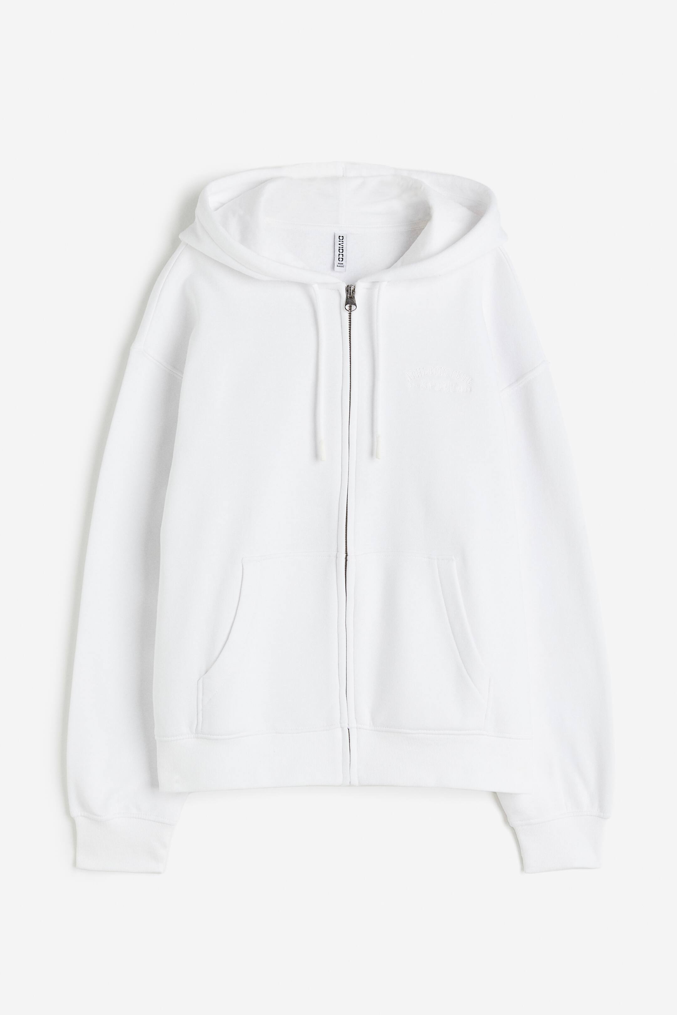 View larger image: Embroidered zip-through hoodie - White/Athletic Club - Ladies | H&M 1