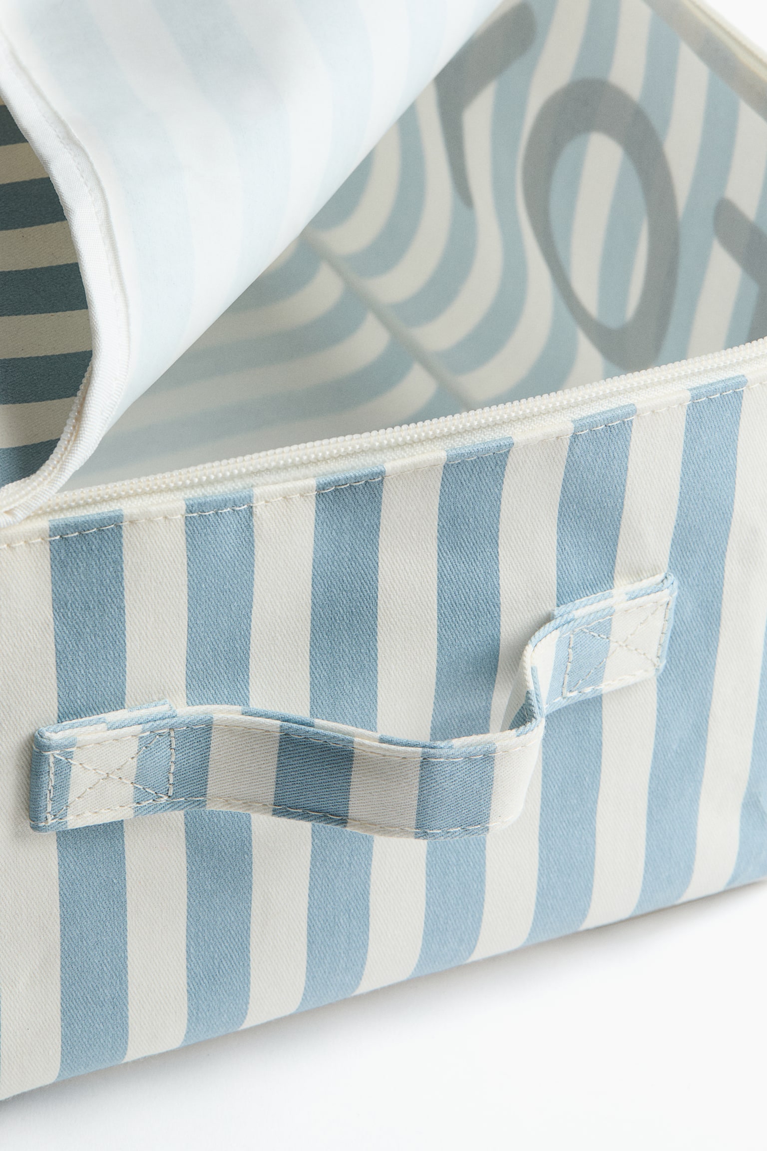 Lidded toy storage basket - Light blue/Striped/Beige/Striped/Green/Striped/Light beige/Dark grey - 2