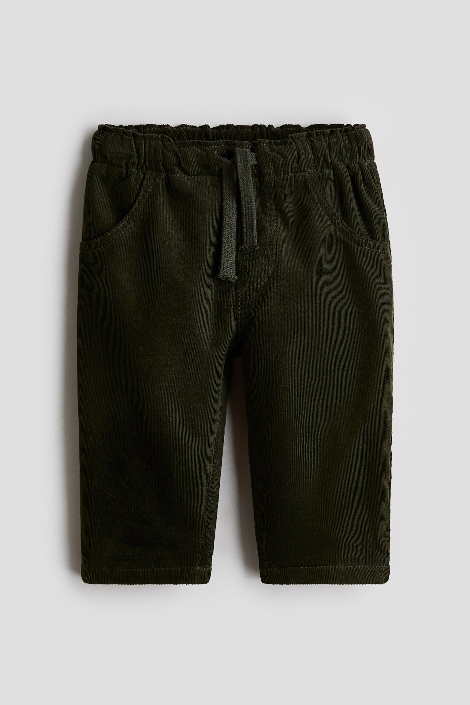 Kalhoty jogger z bavlněného manšestru - Tmavě zelená khaki