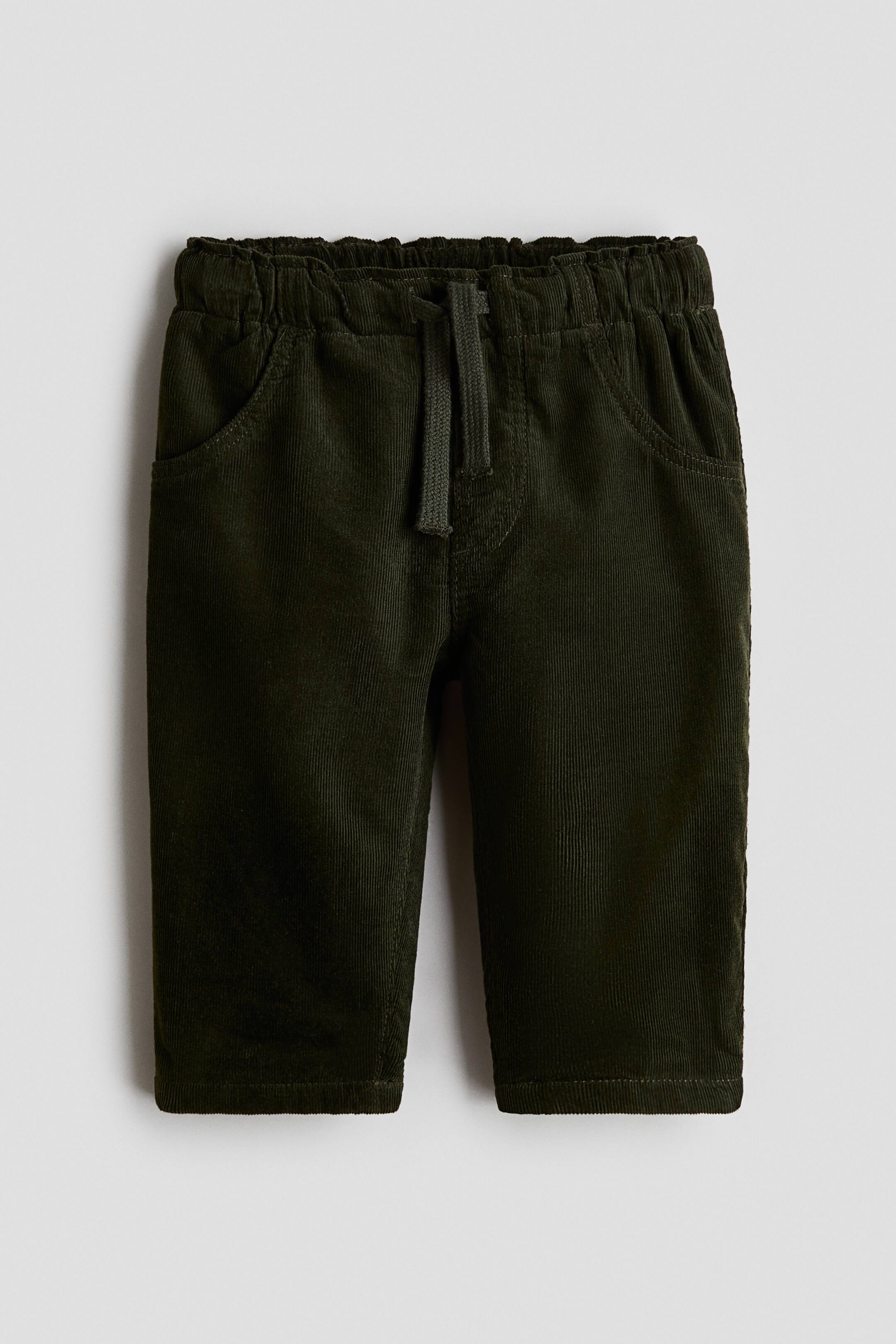 View larger image: Cotton corduroy joggers - Dark khaki green - Kids | H&M 1