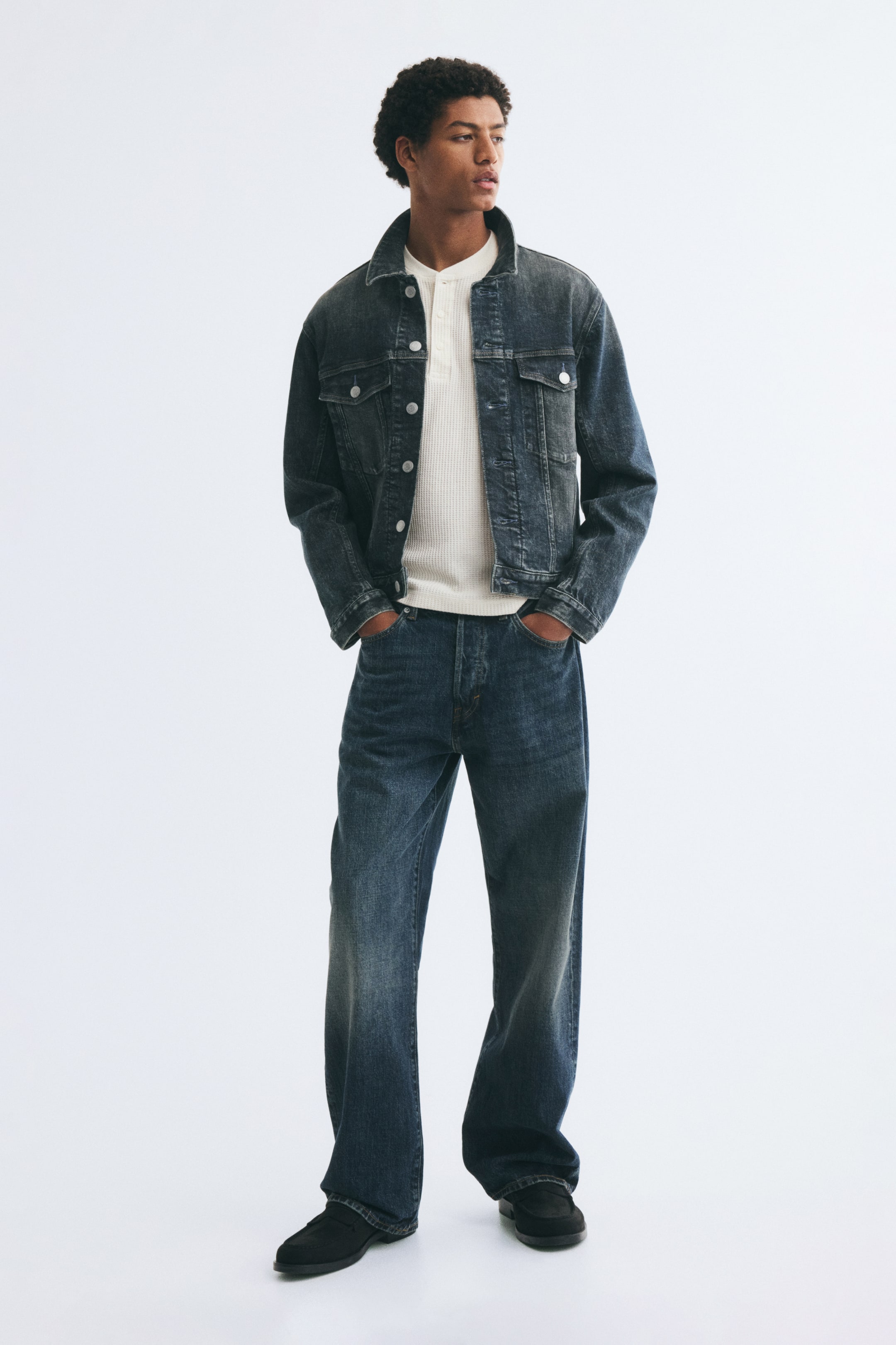Regular-Fit Waffled Henley Shirt
