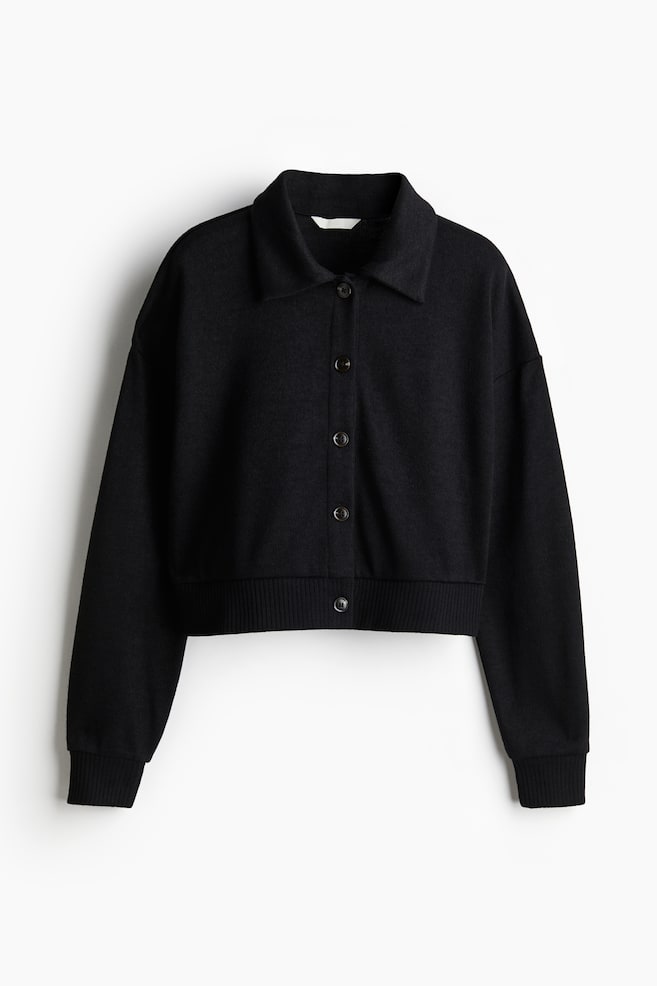 Cardigan con colletto - Nero - 1