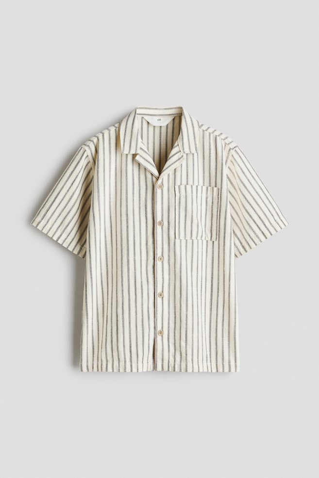 Cotton resort shirt - Cream/Striped/Dark blue/Striped/Turquoise - 1