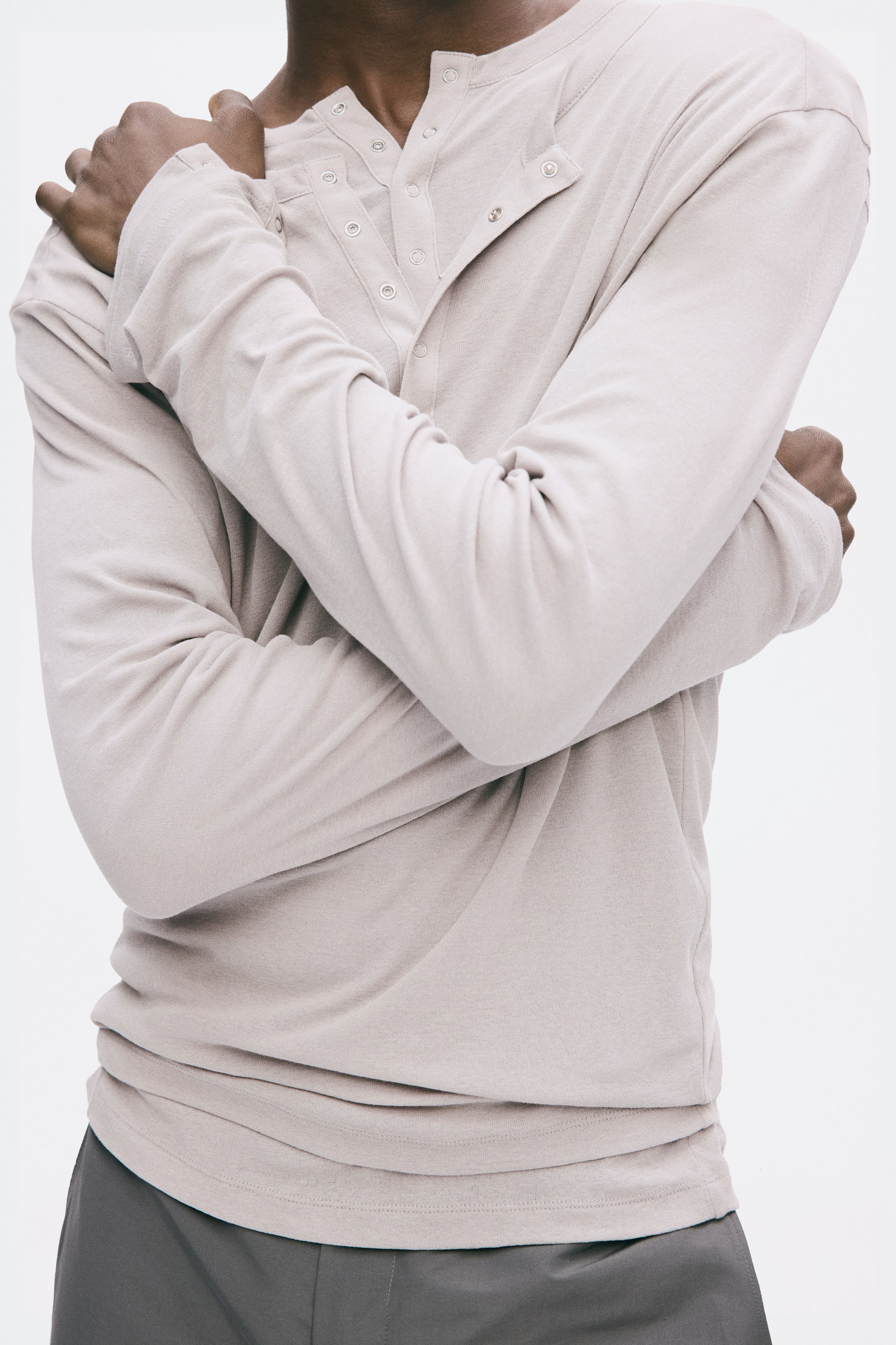 Slim-Fit Cotton Henley Shirt