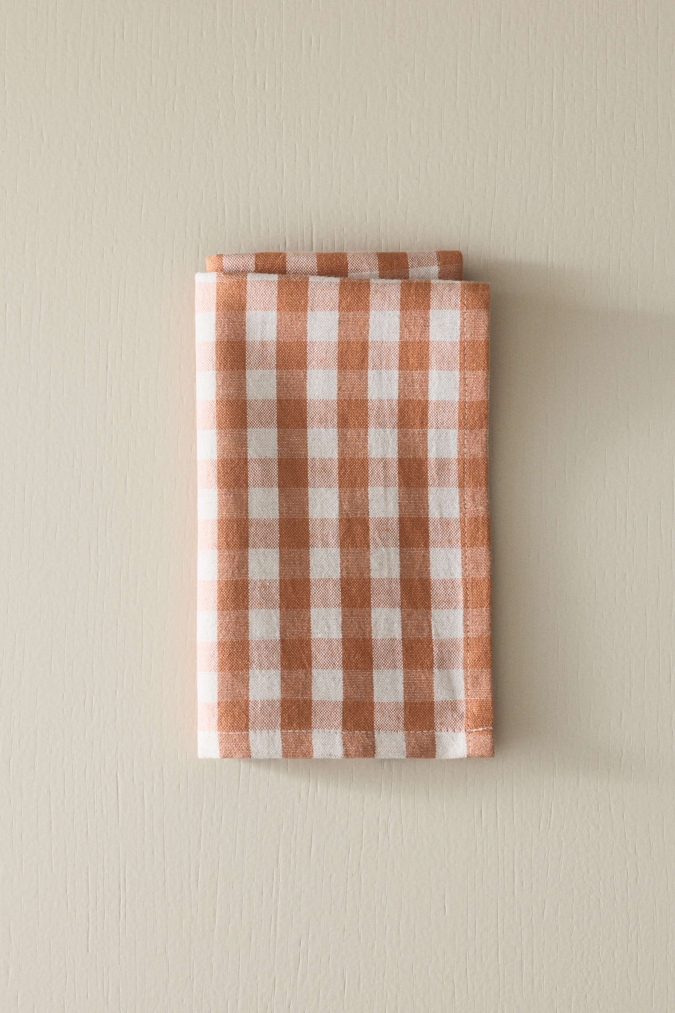 4-Pack Cotton Napkins - Terracotta/gingham/Yellow/striped/Yellow/gingham check/Light pink/striped/Beige/striped/Beige/gingham/Dark brown/striped/Terracotta/striped