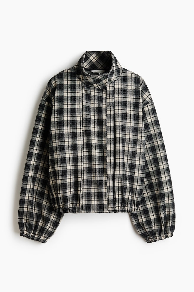 Oversized jas met tunnelkraag - Zwart/geruit - 1