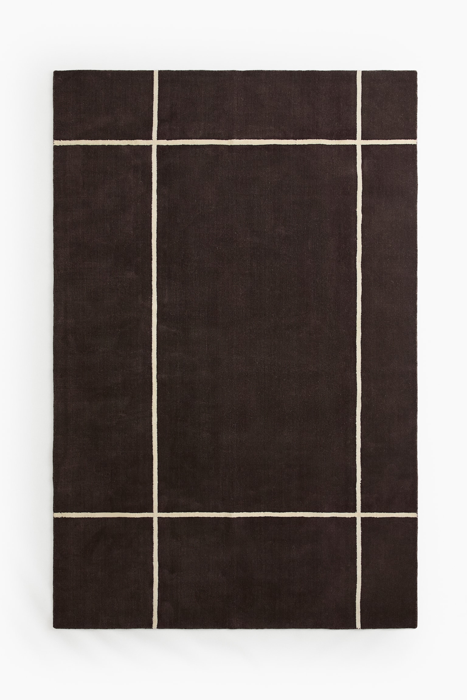 Large wool-blend rug - Dark brown/Grid pattern/Beige/Grid pattern - 1