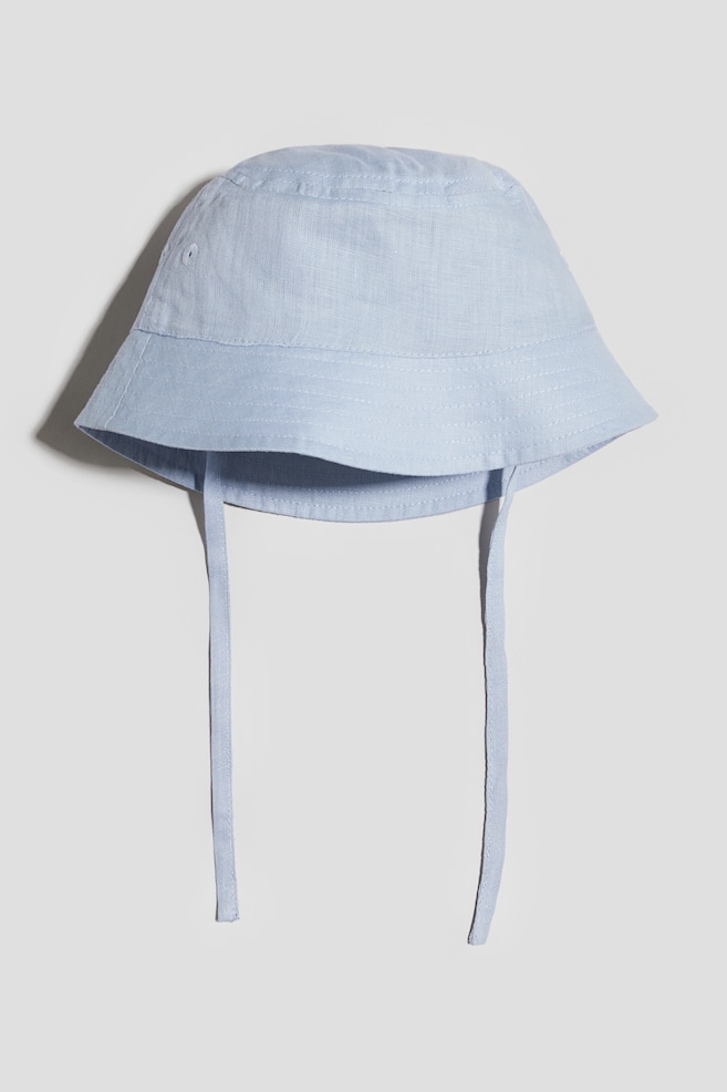 Chapeau de soleil en lin - Bleu clair/Marron/Beige clair - 1