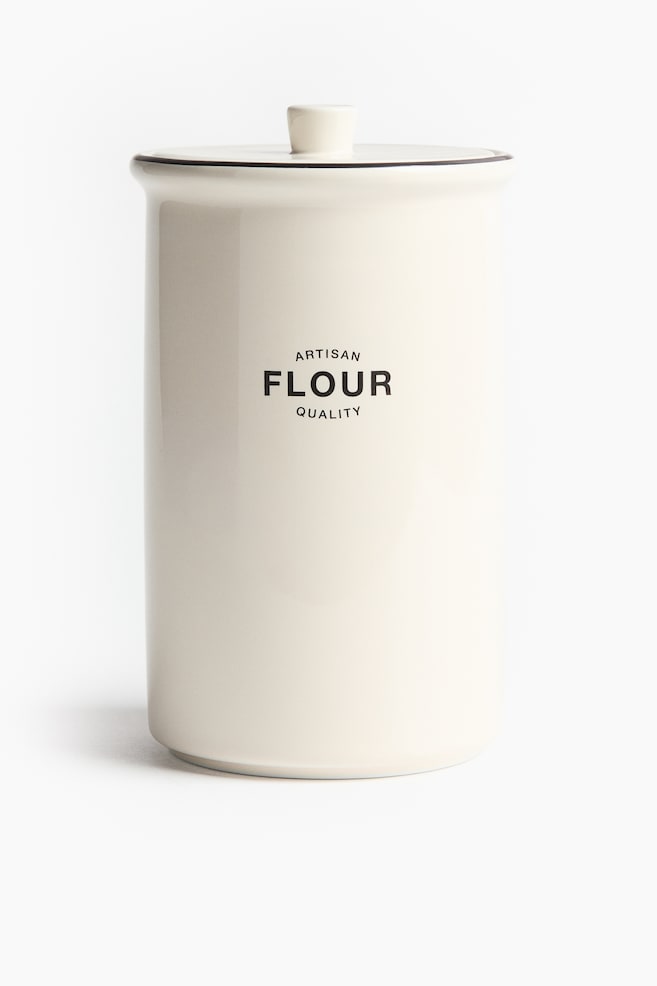 Porcelain Flour Canister - Cream - 1
