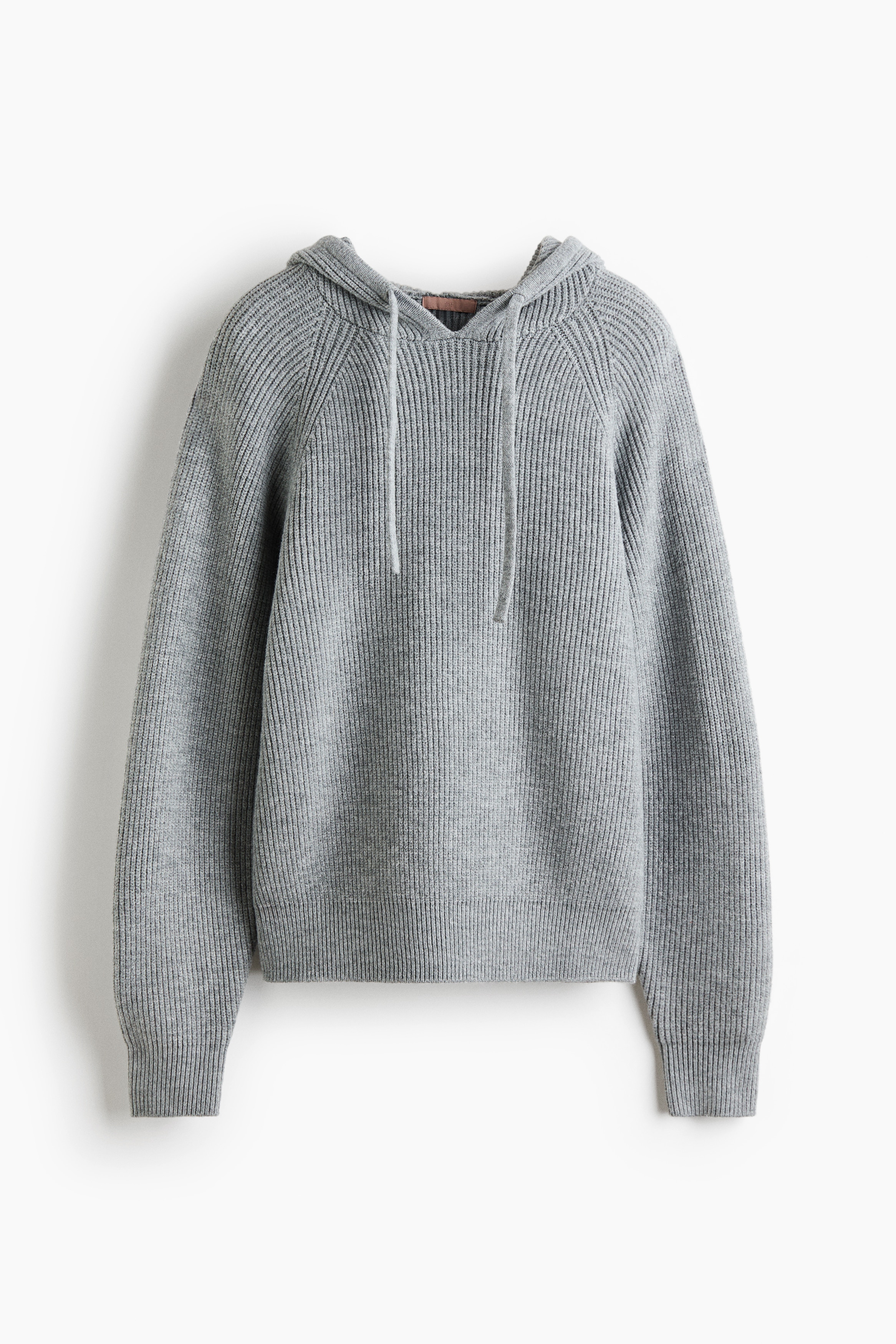 Pull à capuche en maille côtelée - Gris chiné