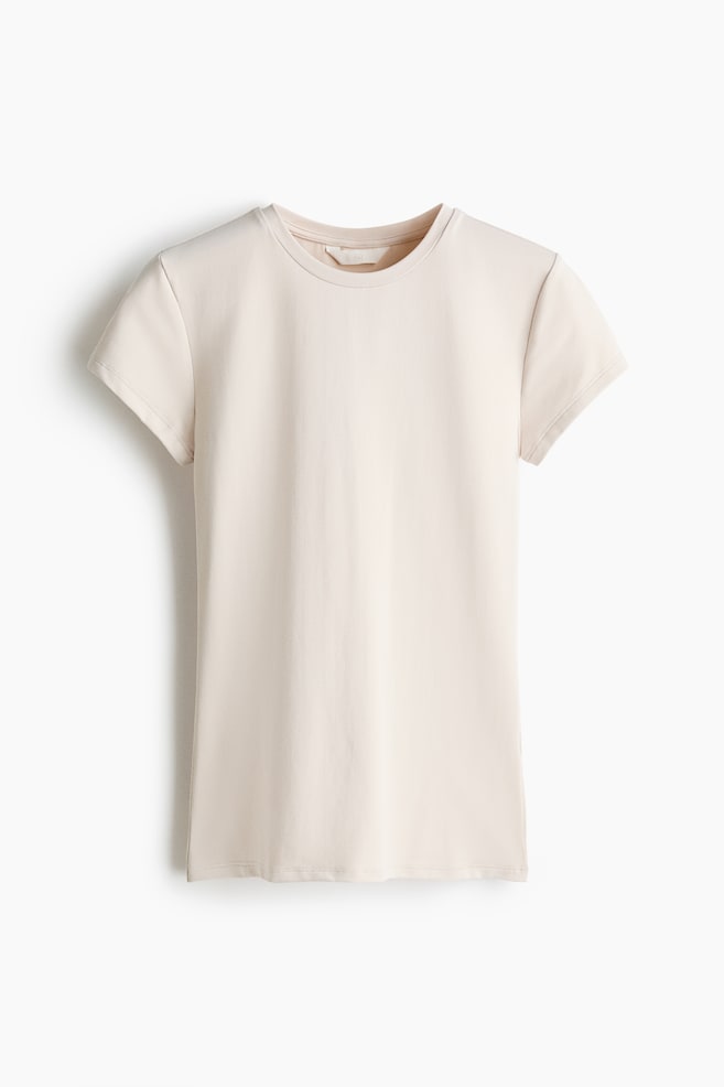 Fitted Microfiber T-shirt - Light beige/White/Light dusty blue/Black/Pale yellow/Dusty pink/Dark brown/Dark brown/Dark brown/Light gray/Light beige - 1