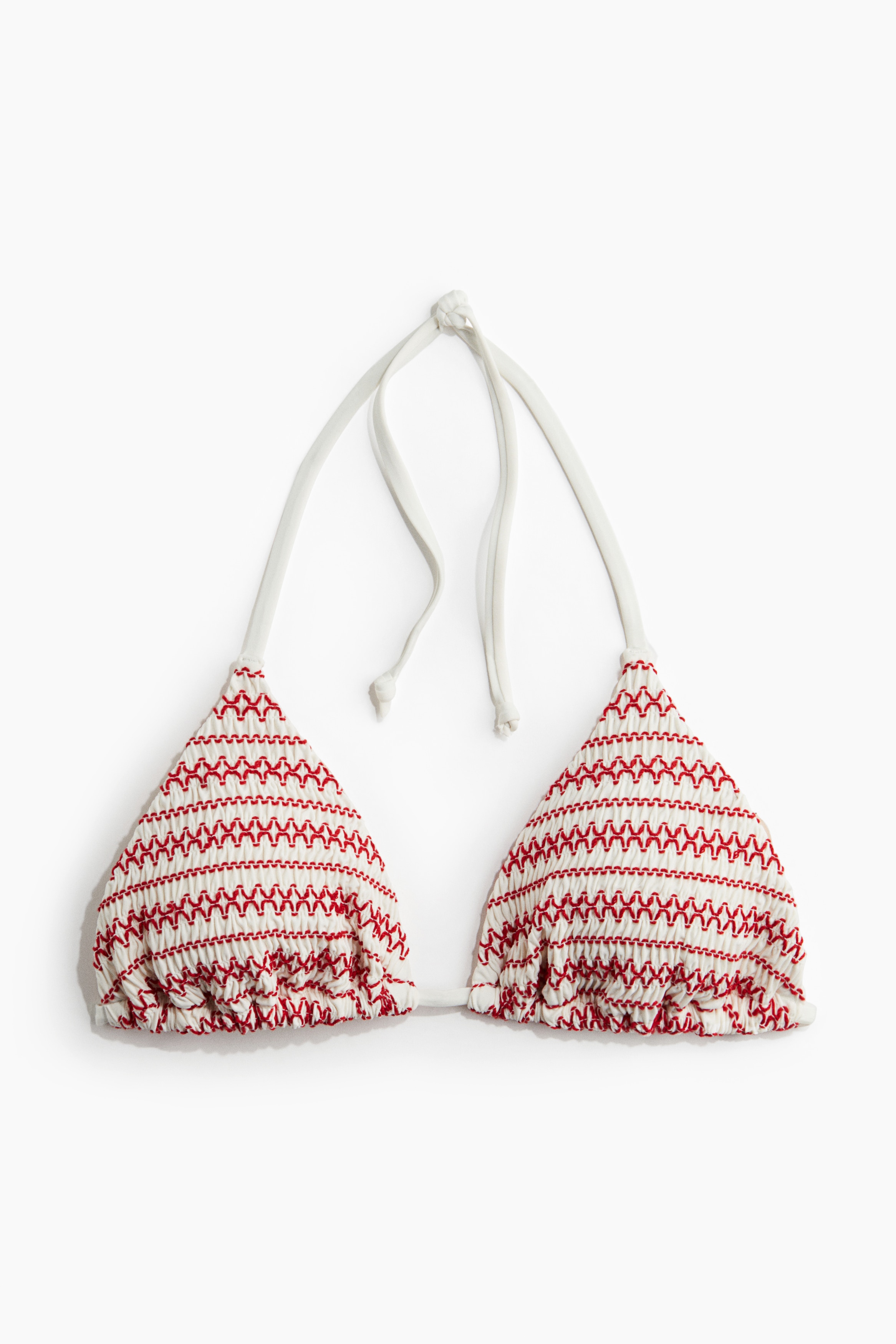 Dolgulu Üçgen Bikini Üstü - Beyaz/Kırmızı