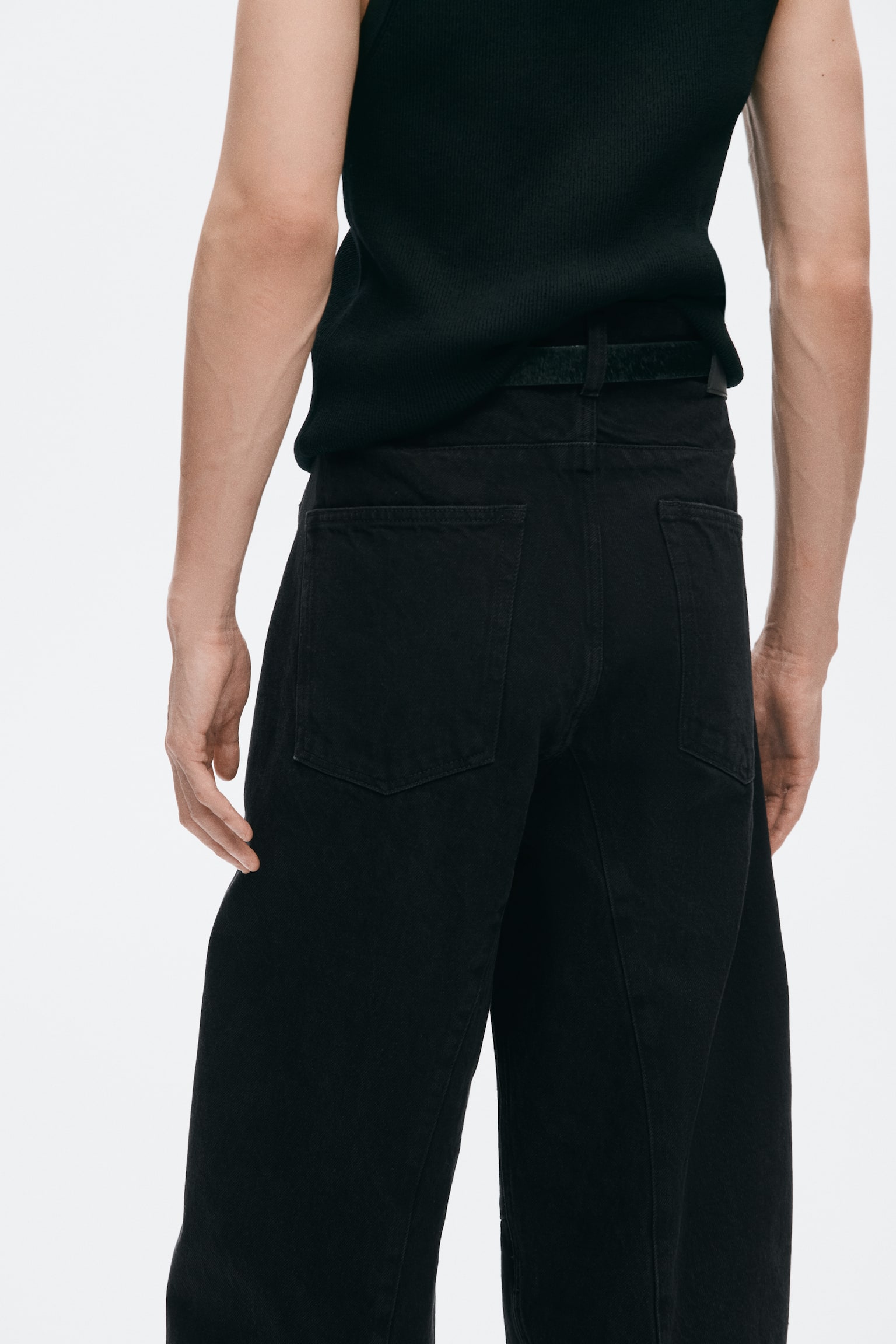 Мужские джинсы H&M Loose-Fit Barrel-Leg, цвет: Джинсовый чёрный — фото 4