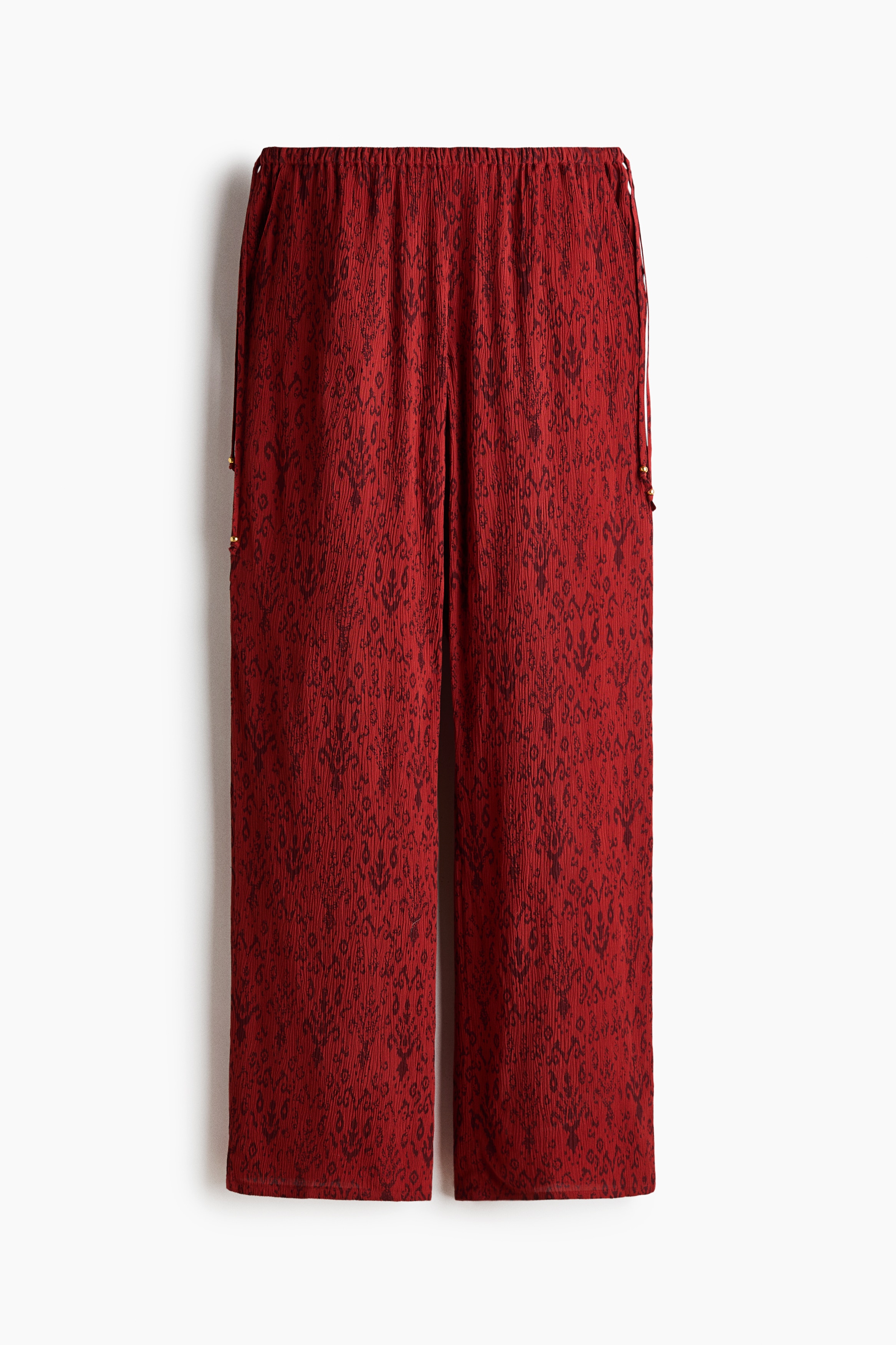 Viscose drawstring trousers - Red/Patterned/White