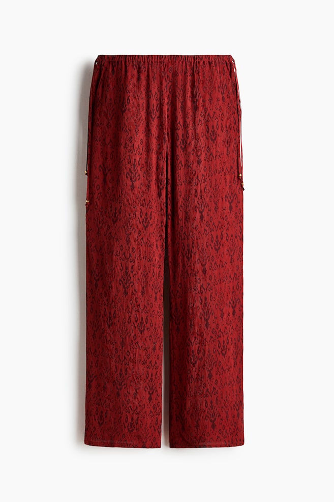 Viscose Drawstring Pants - Red/patterned/White - 1