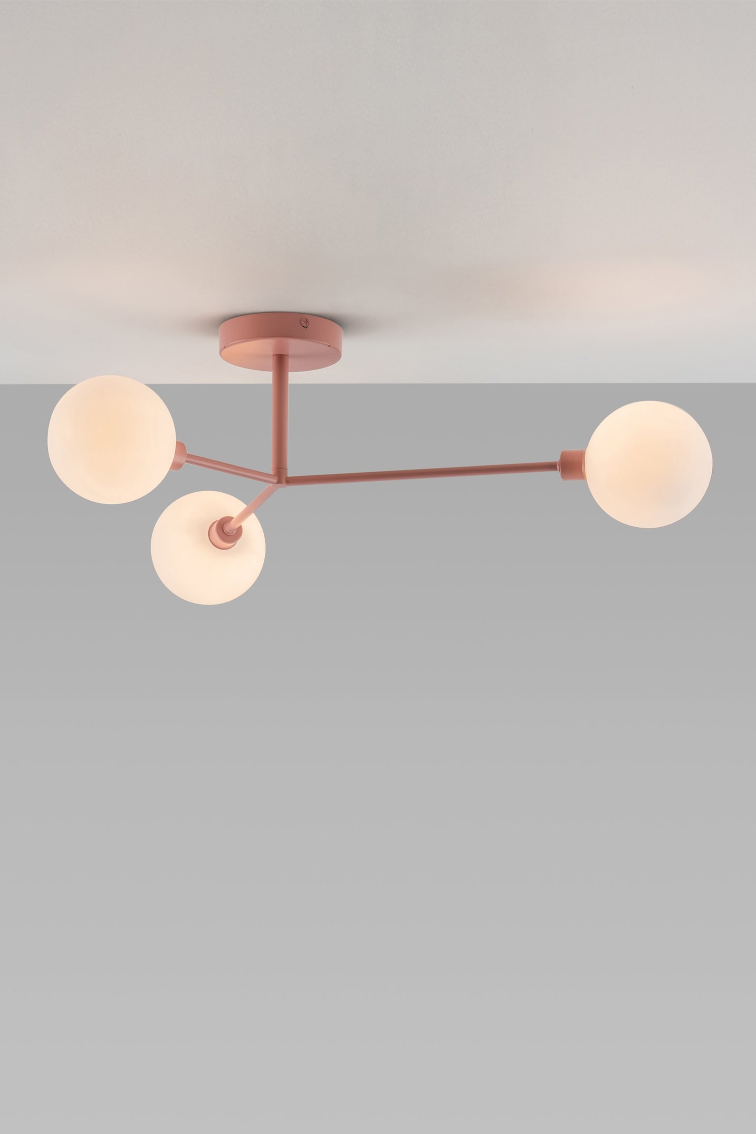 3 Light Flush Ceiling Light - Pink/Dark Grey - 1