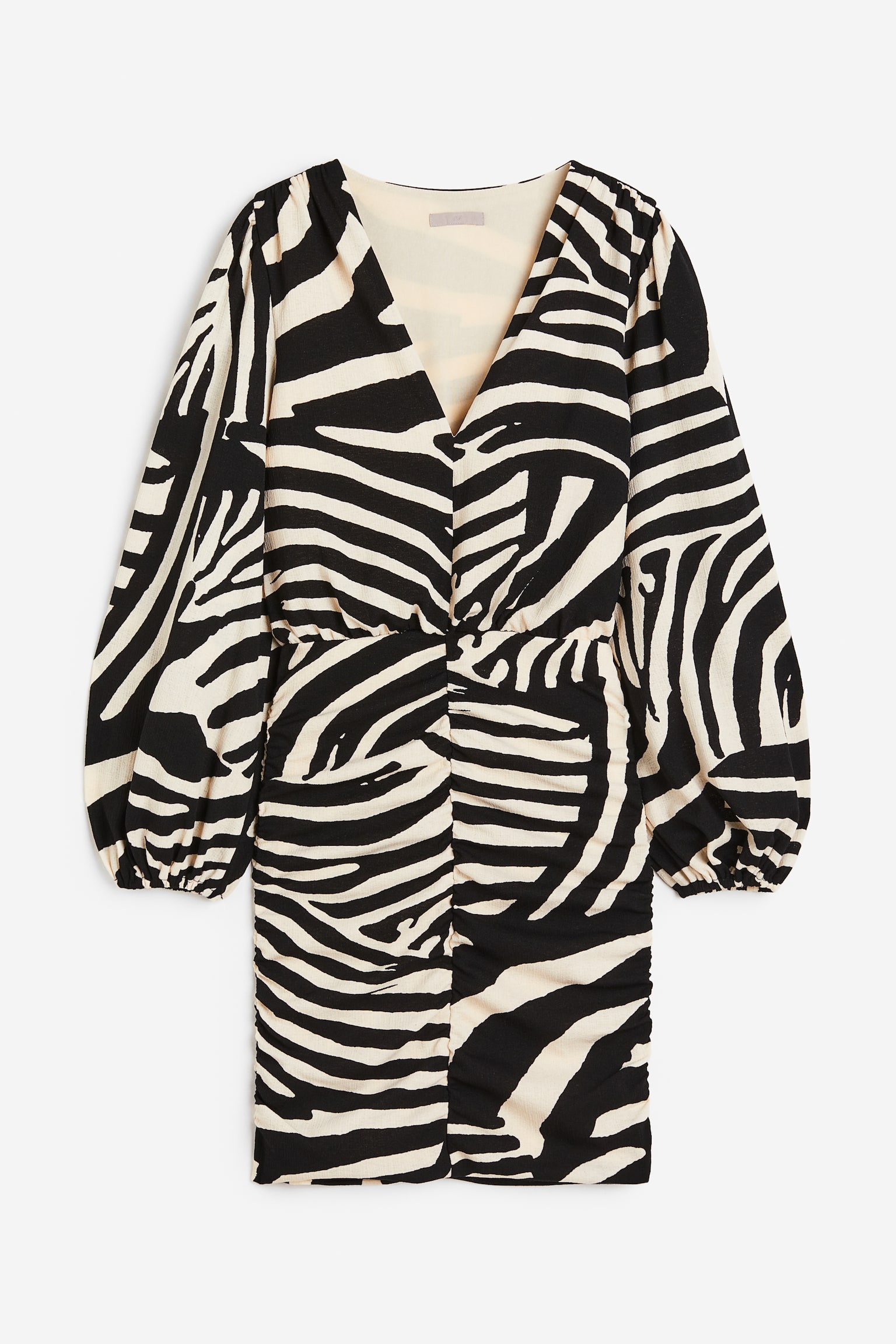 Gathered Jersey Dress - Black/Zebra print/Green - 1