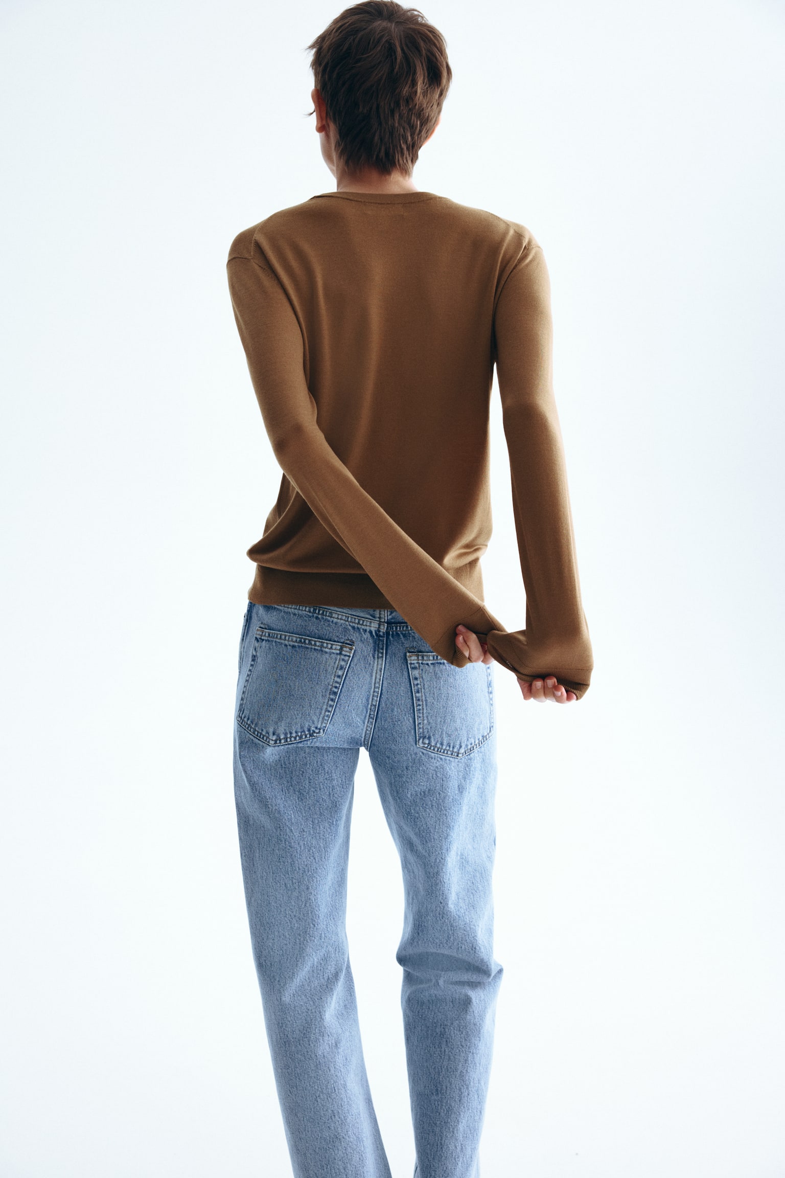 Светр із мериносової вовни - Коричневий/Темно-коричневий/Чорний/Блакитний - 6