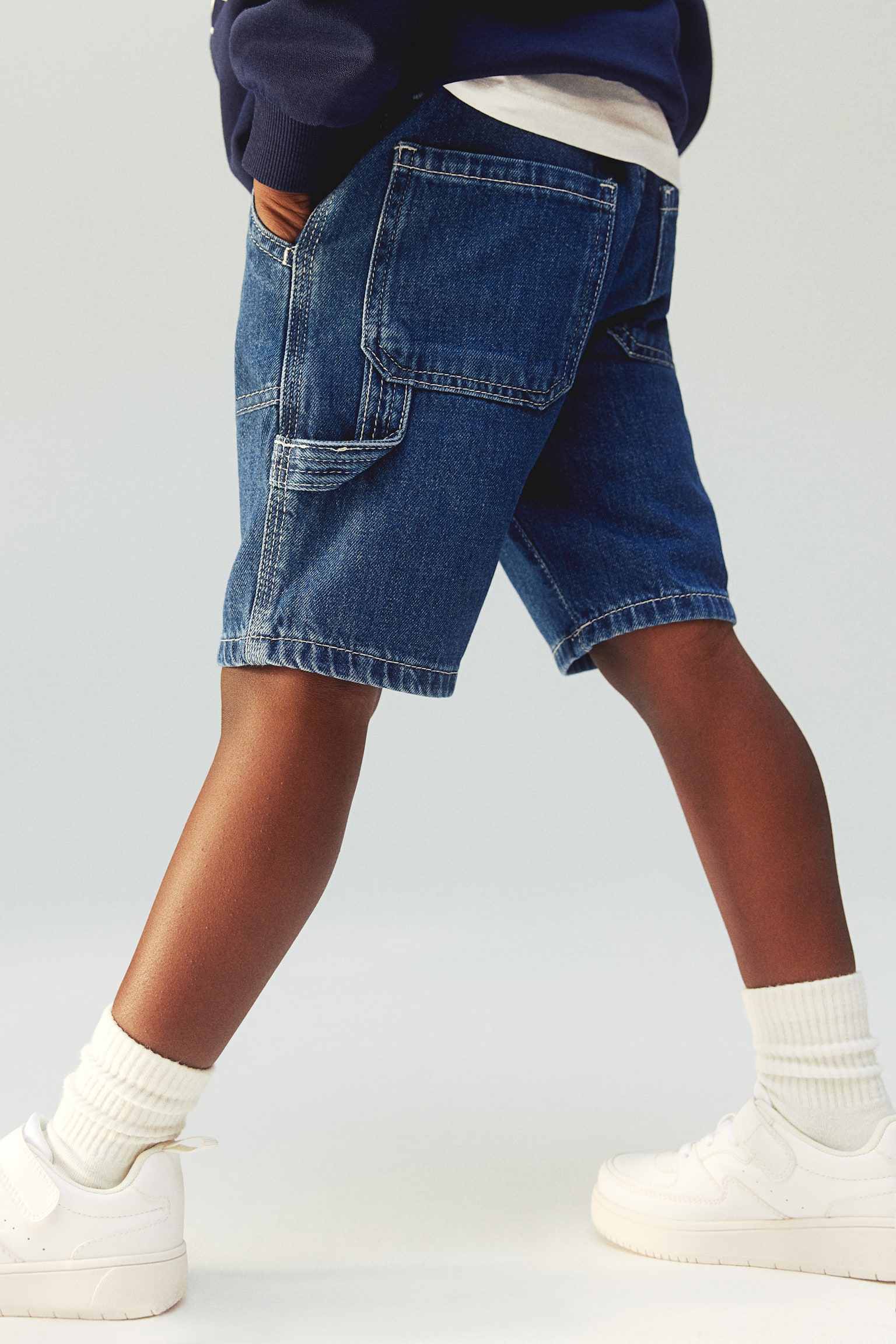 Denim cargo shorts - Dark denim blue - 4