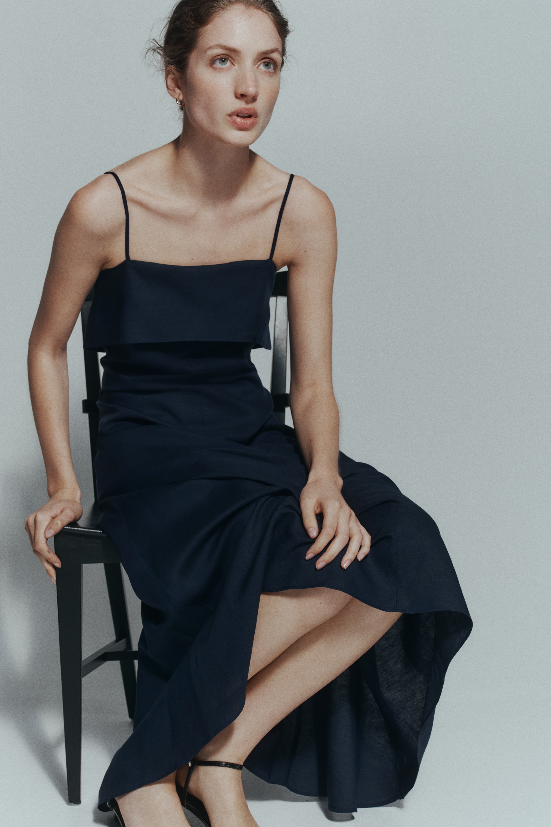 Linen-Blend Strappy DressModel