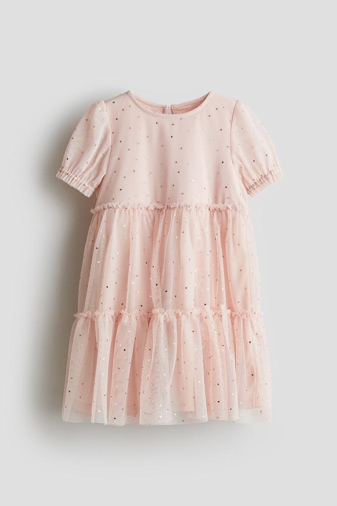 Robe en tulle imprimé par transfert - Rose/cœurs - 1