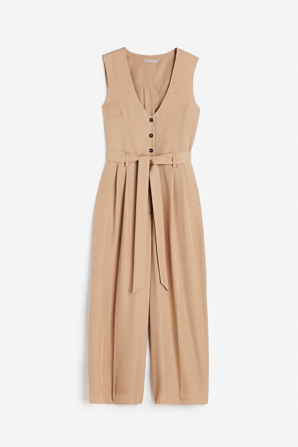 V-neck jumpsuit - V-neck - Sleeveless - Beige - Ladies | H&M GB 