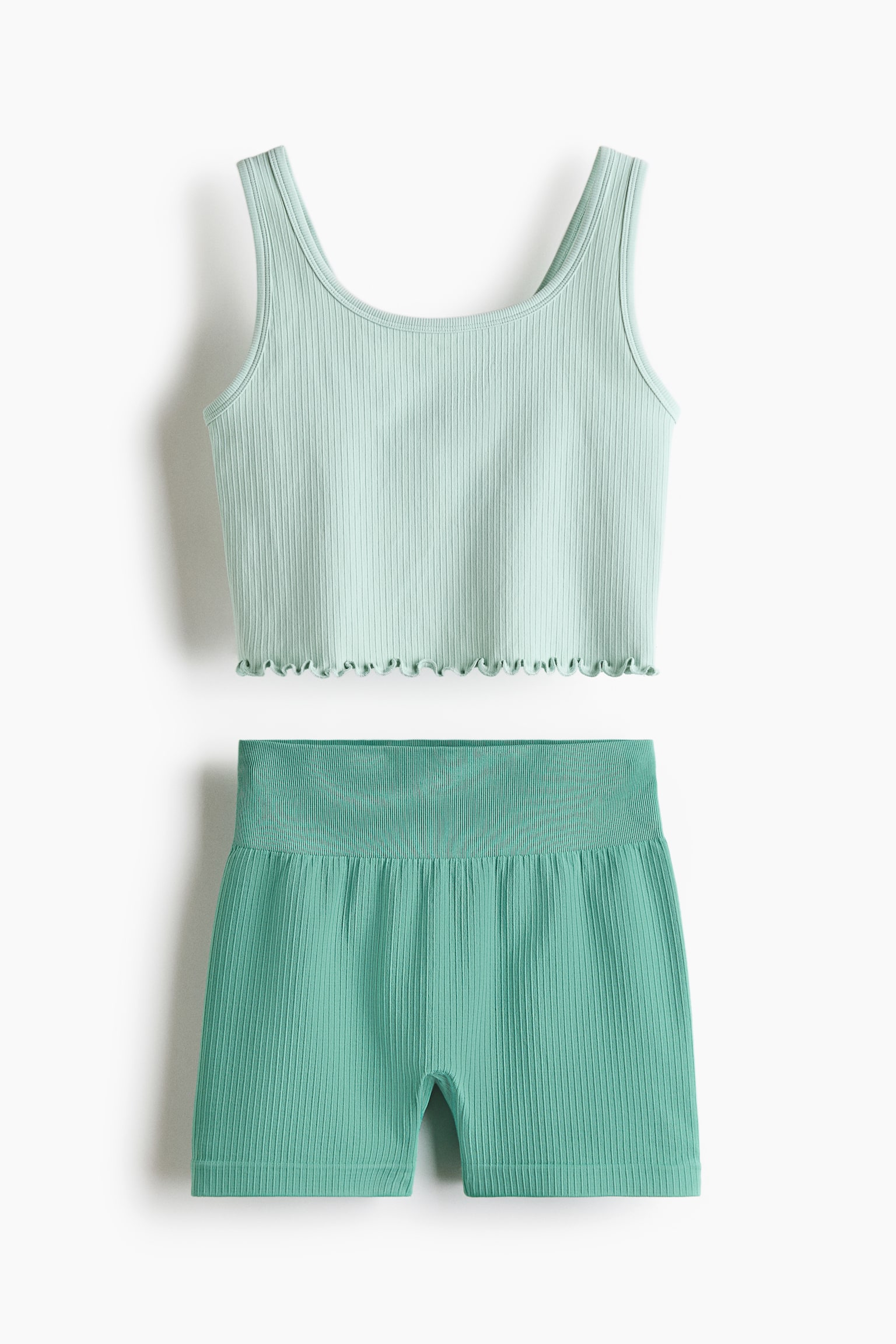 2-piece Seamless Set with DryMove™ - Mint/Navy blue/Light apricot - 1