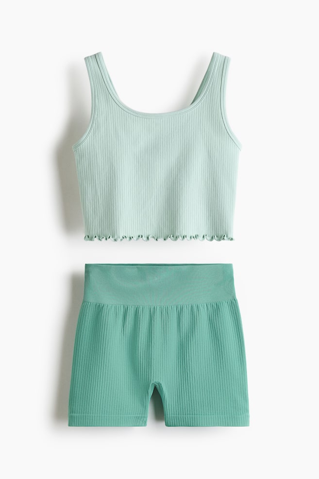 Ensemble 2 pièces Seamless DryMove™ - Menthe/Abricot clair/Bleu marine/Prune lilas/Jaune clair - 1