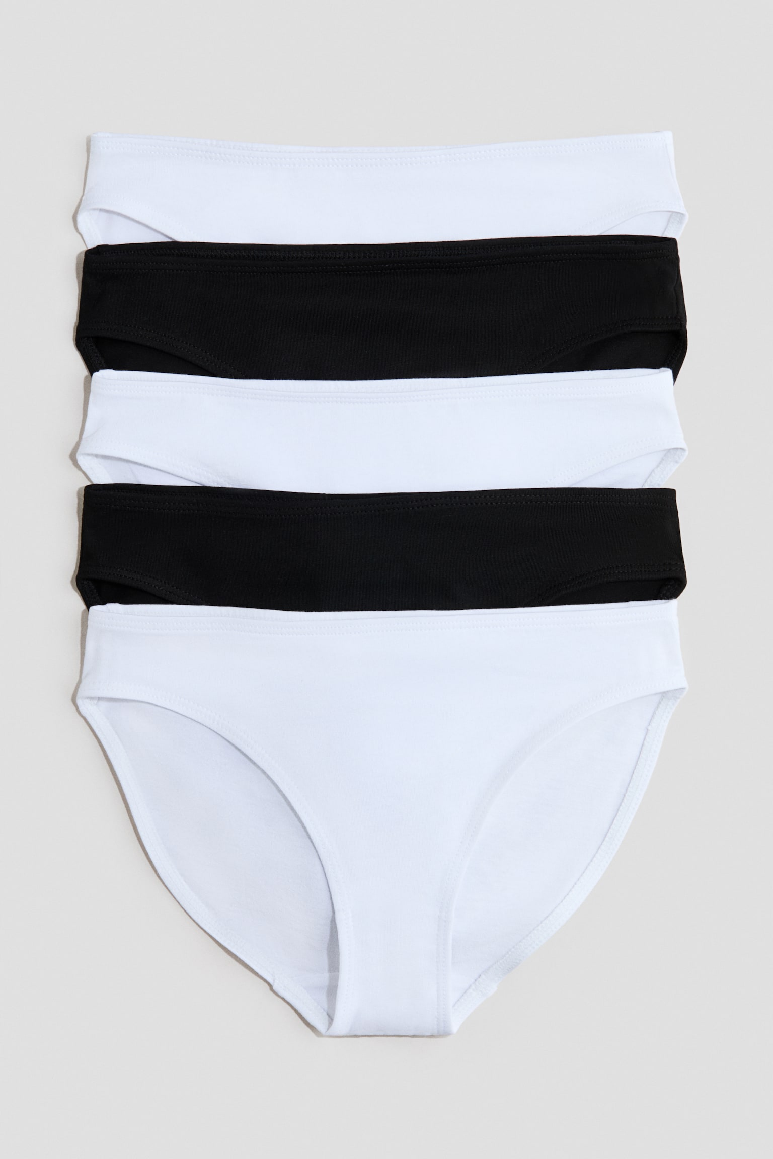 5er-Pack Baumwollslips - Weiß/Schwarz/Hellrosa/Hellgrün