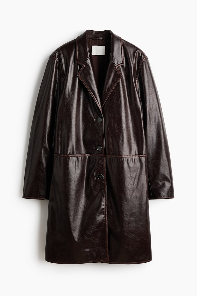 Coated coat - Dark brown - 1