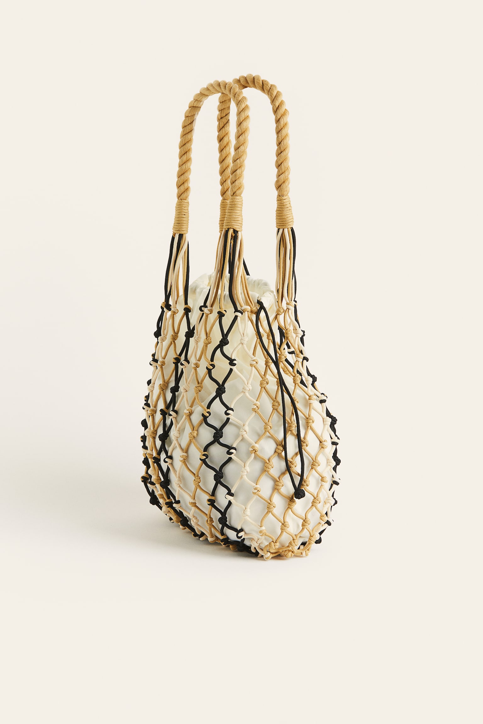 String pouch bag - Beige/Striped - 4