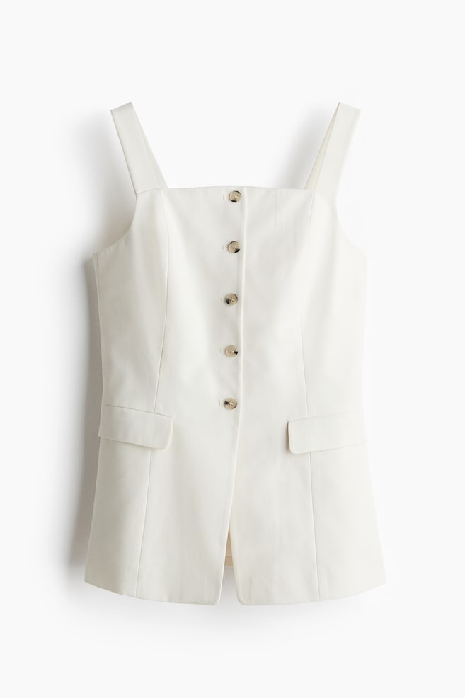 Long waistcoat - Cream/White/Striped/Light beige - 1