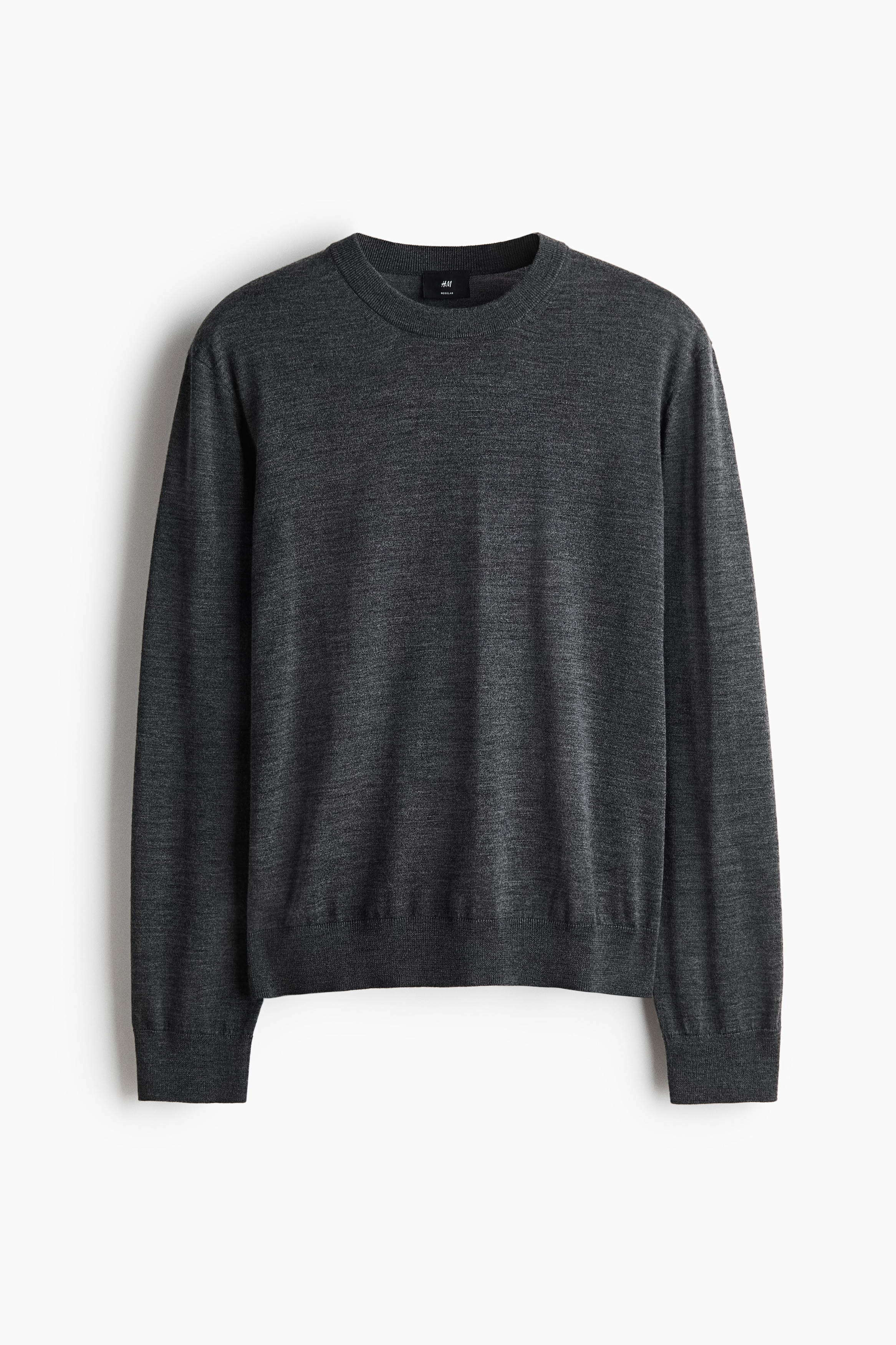 Regular Fit Merino wool jumper - Dark grey marl/Black/Dark brown/Dark mole