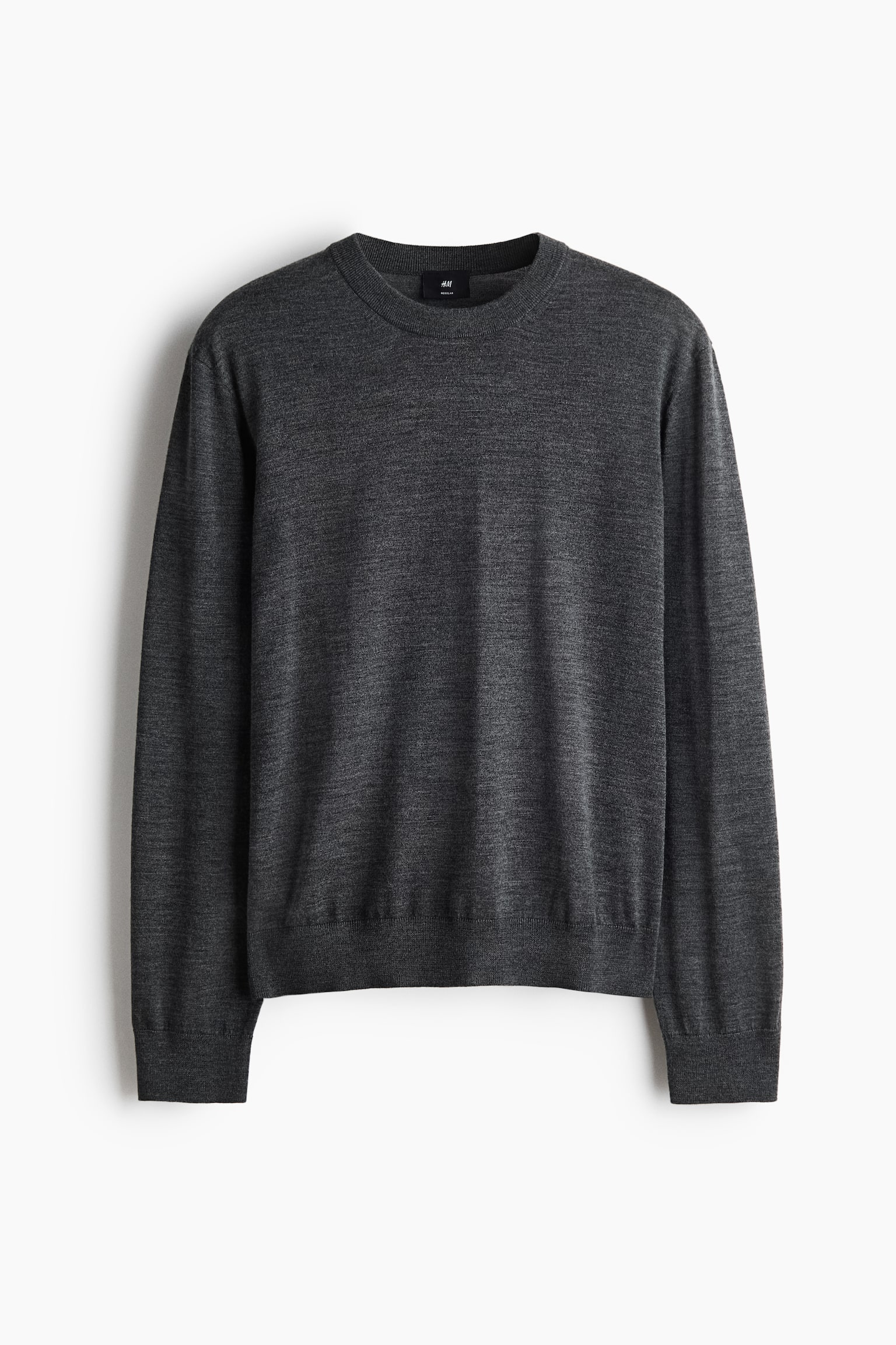 Sweter z wełny merynosowej Regular Fit - Ciemnoszary melanż/Czarny/Ciemnobrązowy/Ciemny brązowoszary - 1