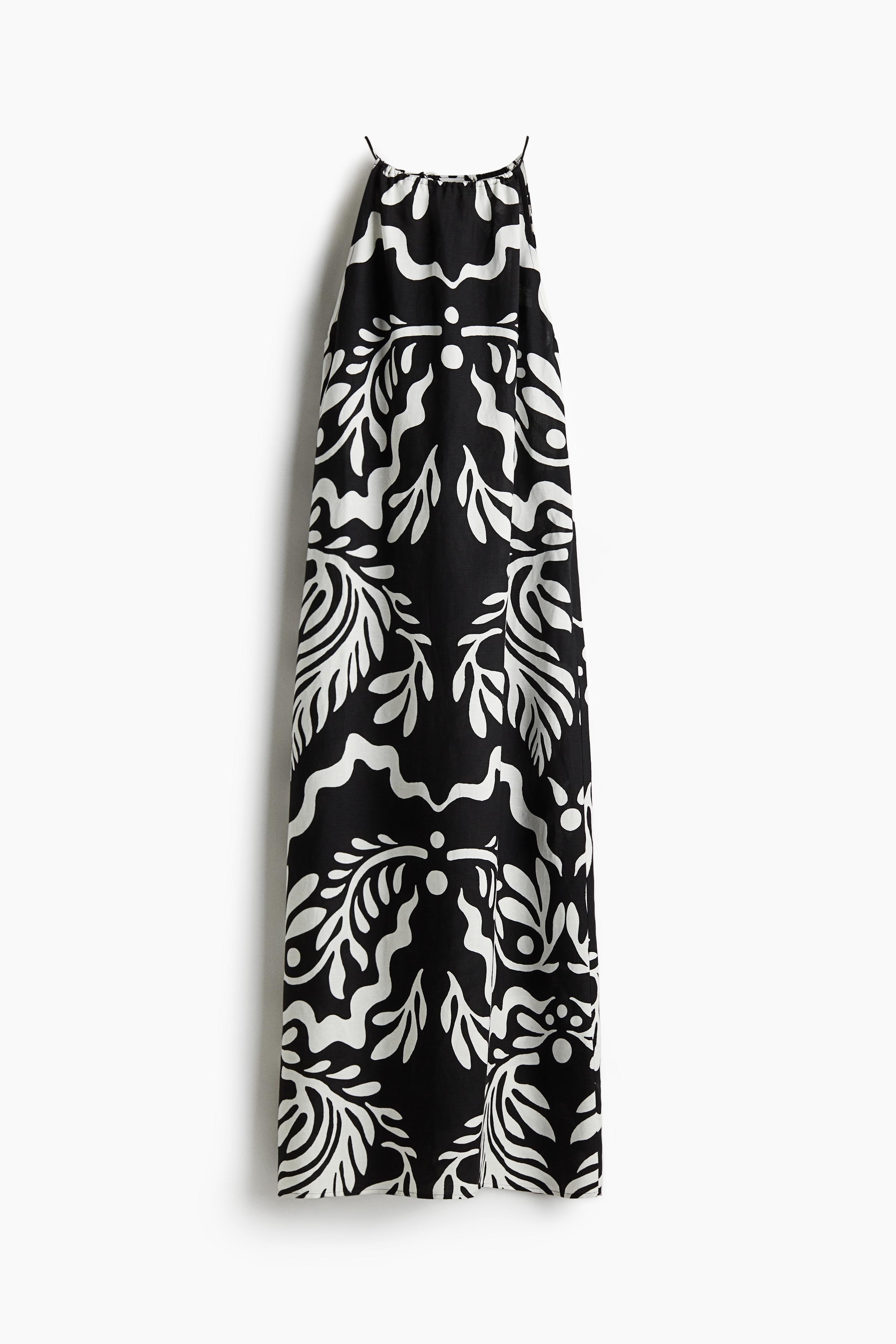 Women's Black/white patterned Linen-Blend Dress | H&M US