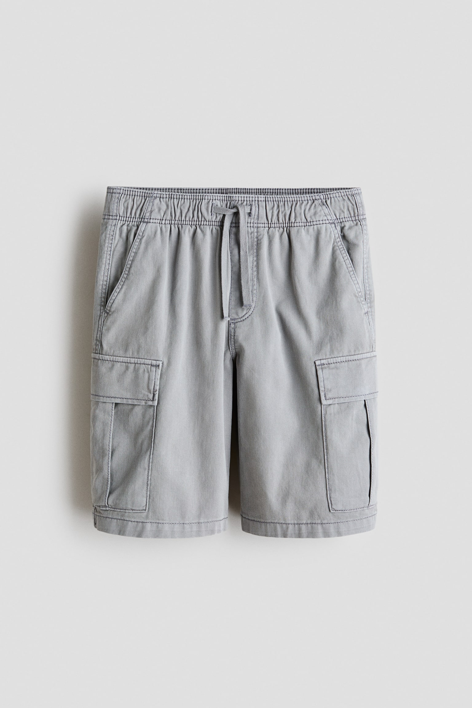 Cargo twill shorts-Light grey - 1