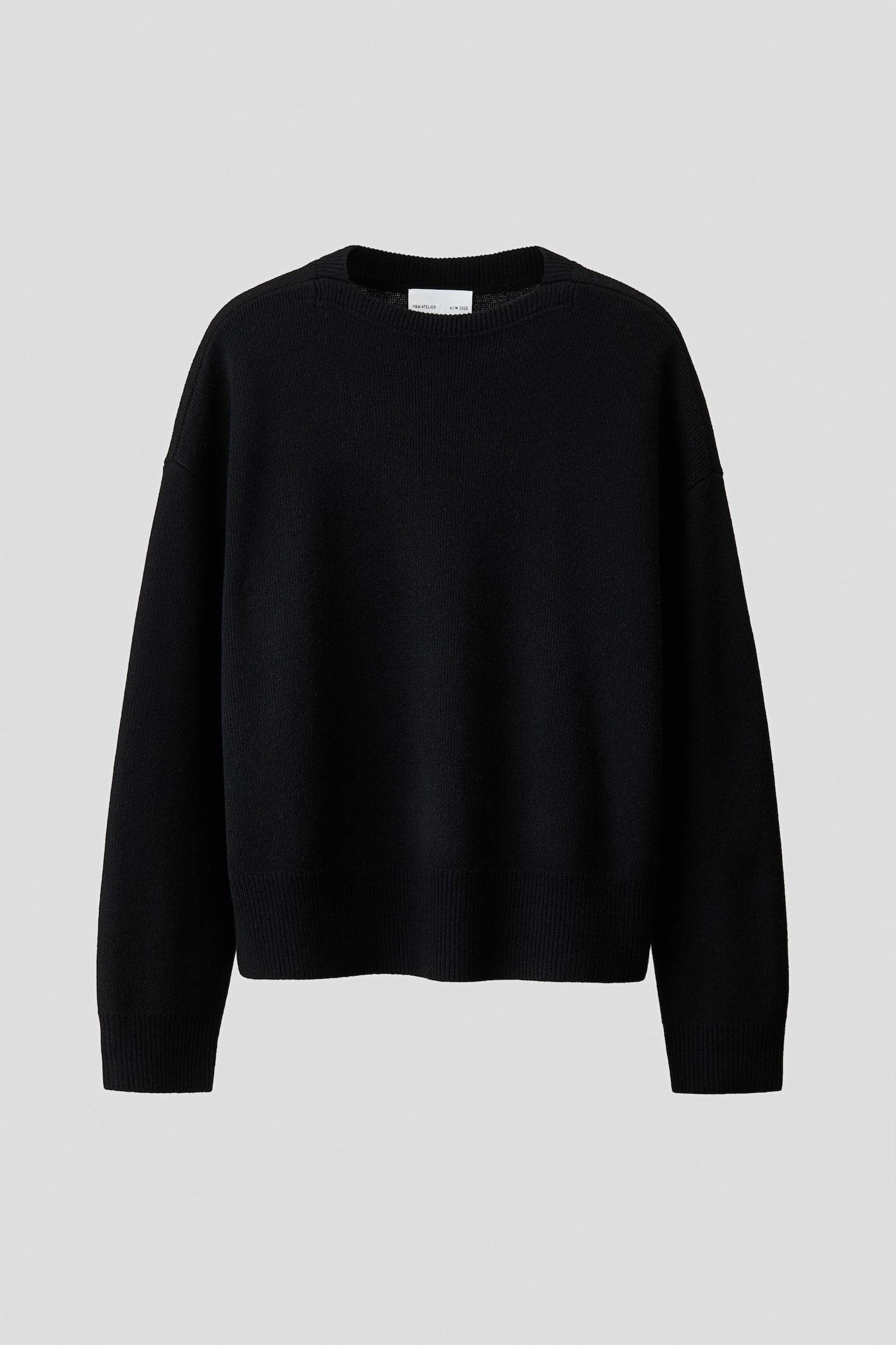 Мужской свитер H&M Loose-Fit Rib-Knit Cashmere, цвет: Чёрный — фото 1