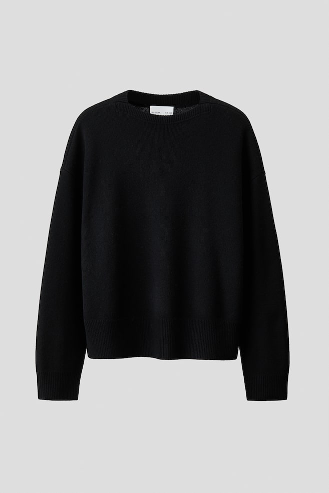 Loose Fit Rib-knit cashmere jumper - Black - 1
