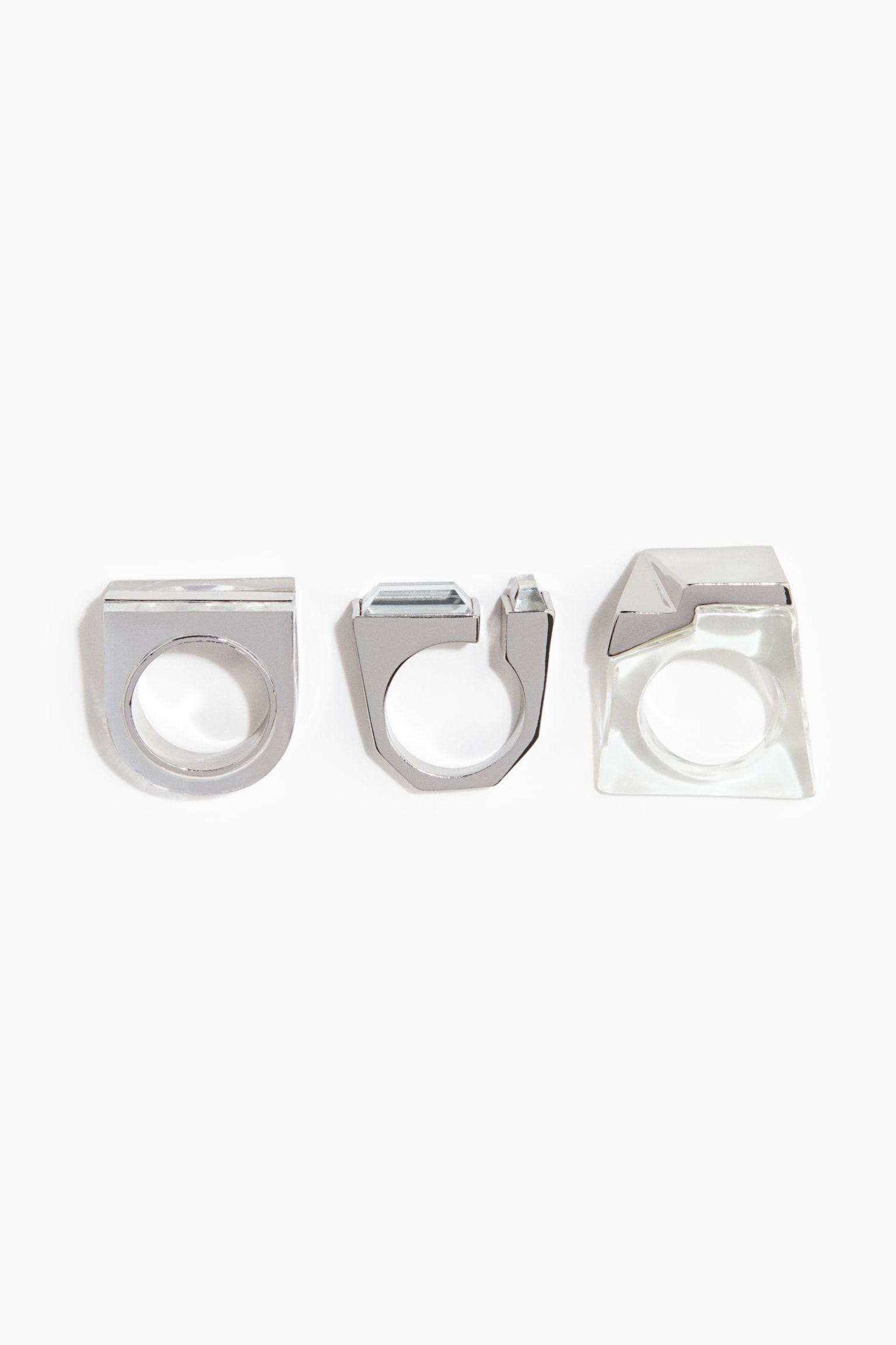 3-pack statement rings - Stříbrná - 3