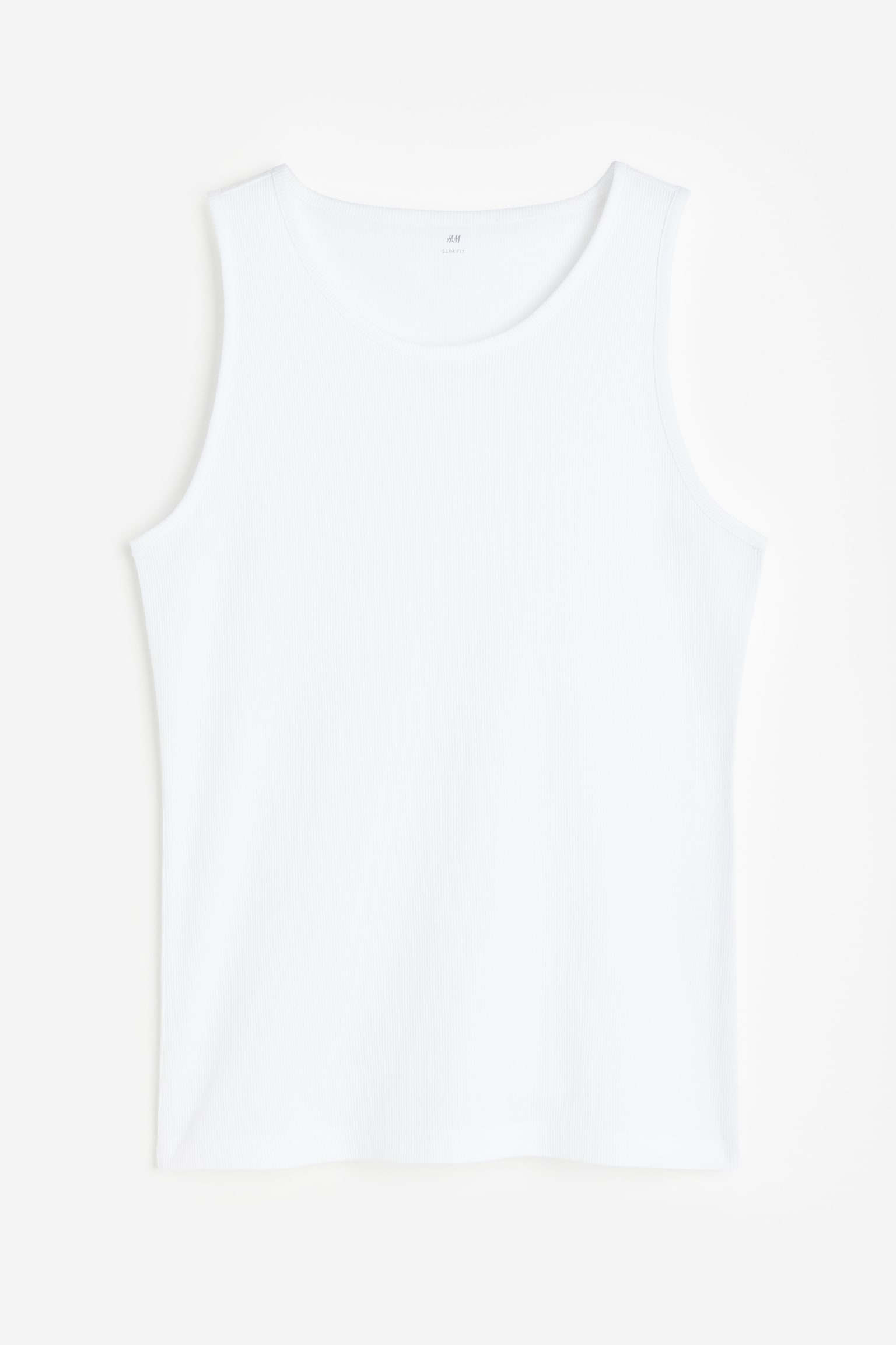 Slim Fit Ribbed vest top - White - 1