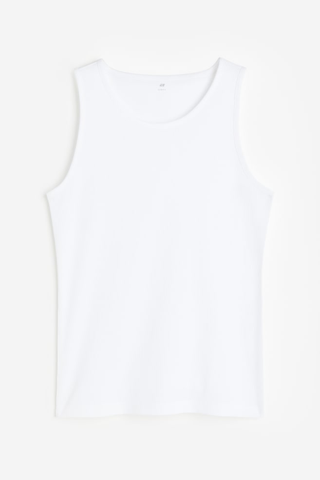 Slim Fit Ribbed vest top - Hvid/Sort - 1