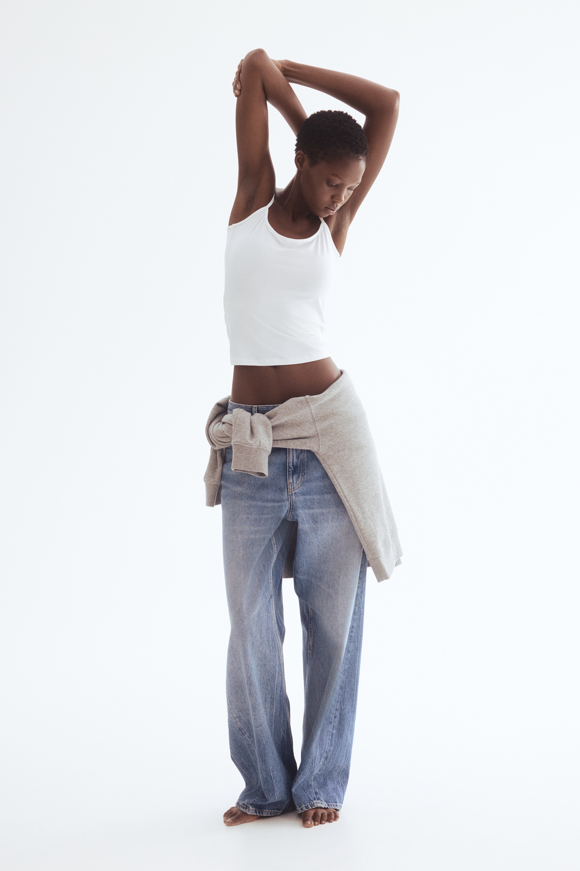 トップス h Top z mikrofibry na ramiączkach - Biały - ONA | H&M PL