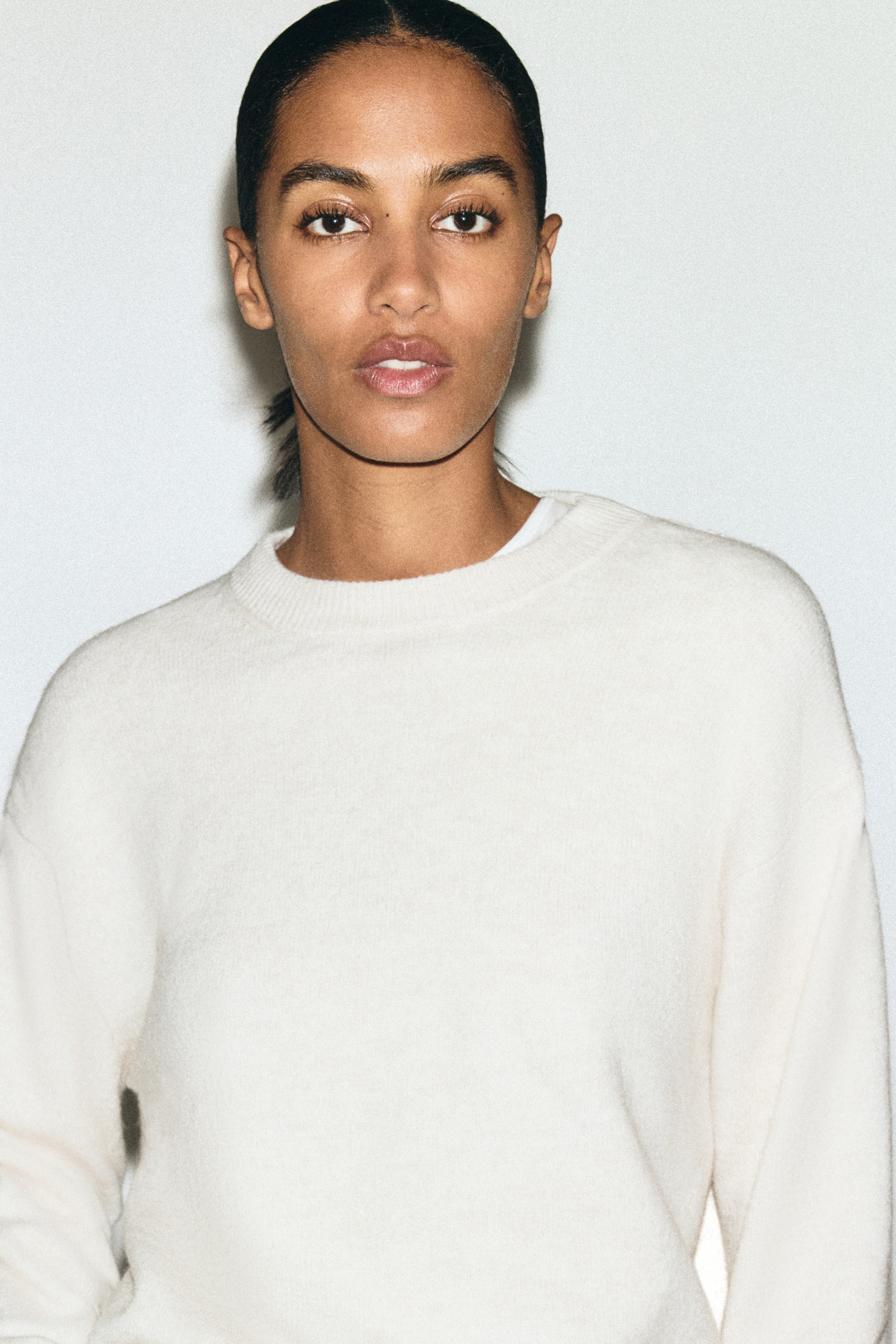 Knit Sweater - Cream/Dark taupe/Light taupe melange/Light pink