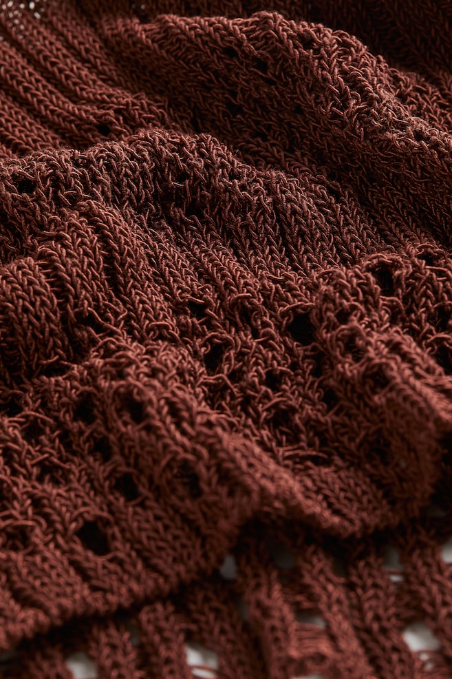 Pointelle-knit vest top - Brown - 6