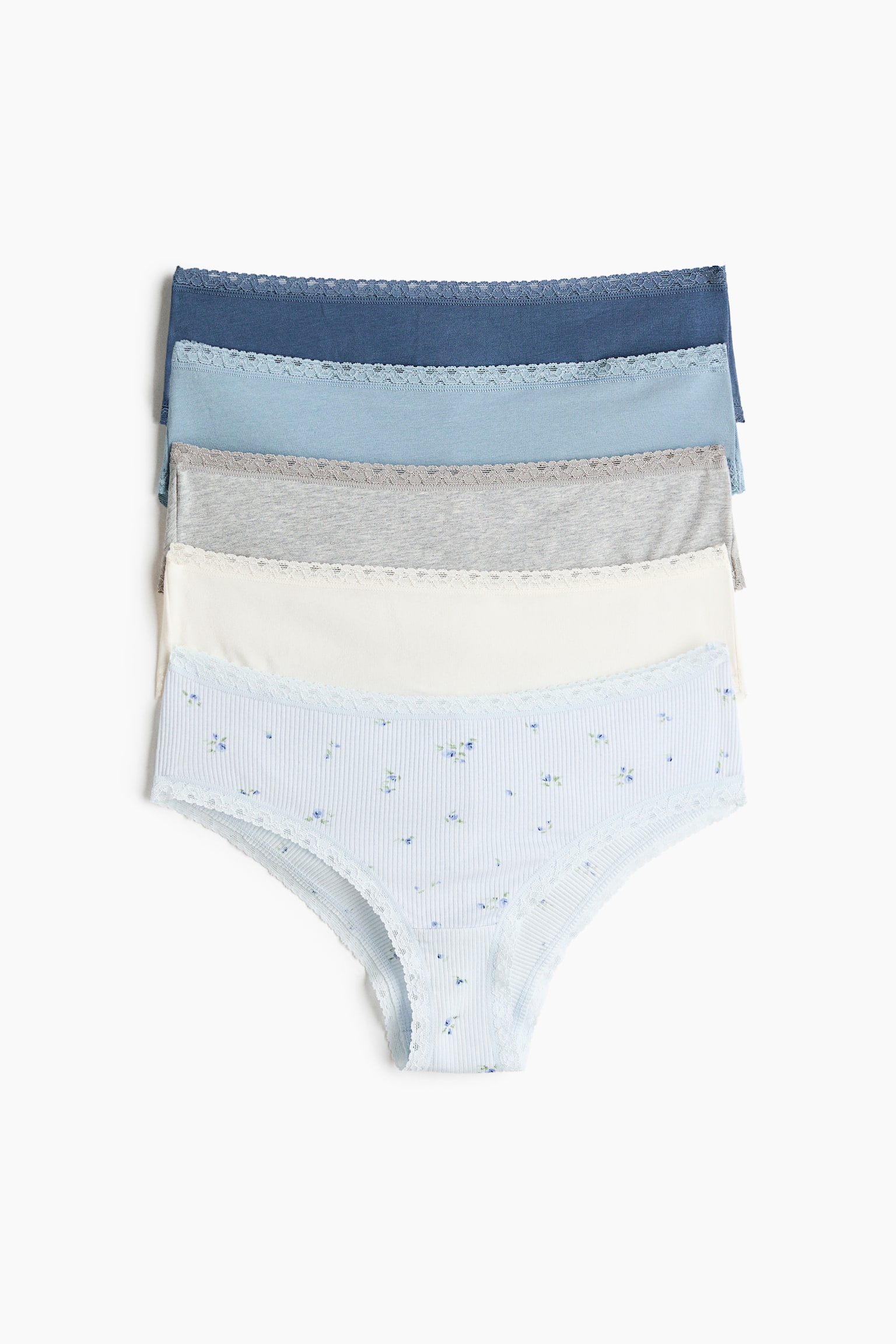 5-pack cotton hipster briefs - Dark blue/Light blue floral/Light pink/Cream floral/Black - 1