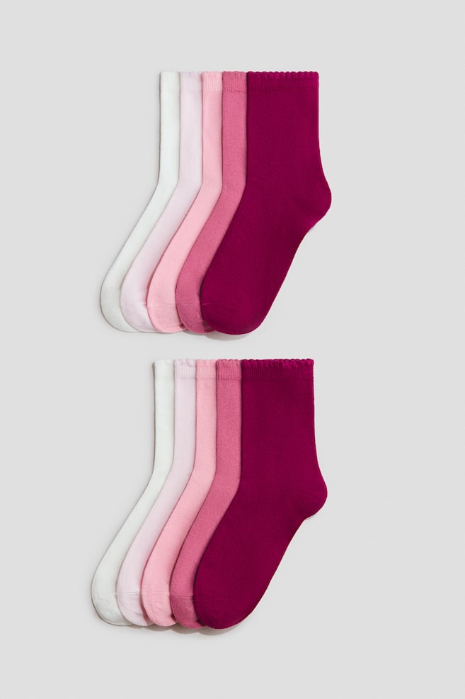 10-Pack Socks - Cream/pink/plum purple/Pink/gray/Pink/mint green/Black/White/Light pink/dark pink - 1