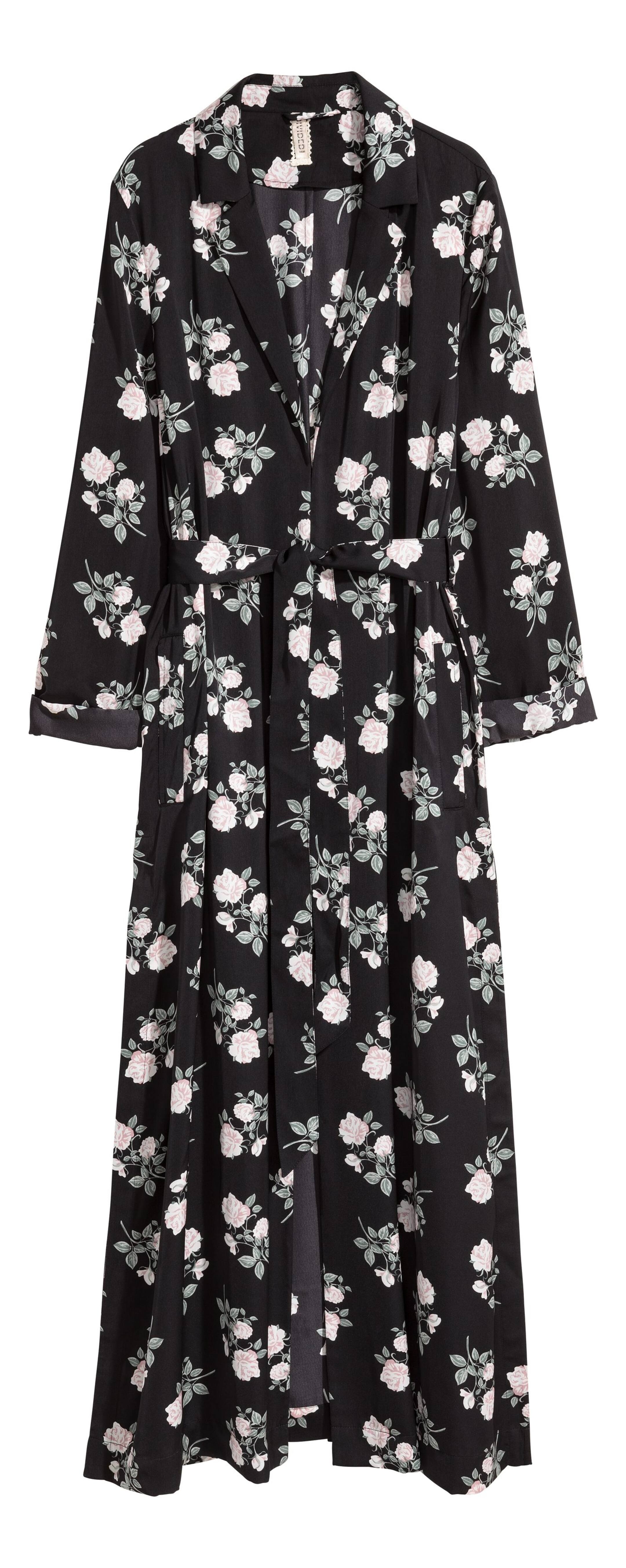 View larger image: Long satin coat - Black/Floral - Ladies | H&M GB 1
