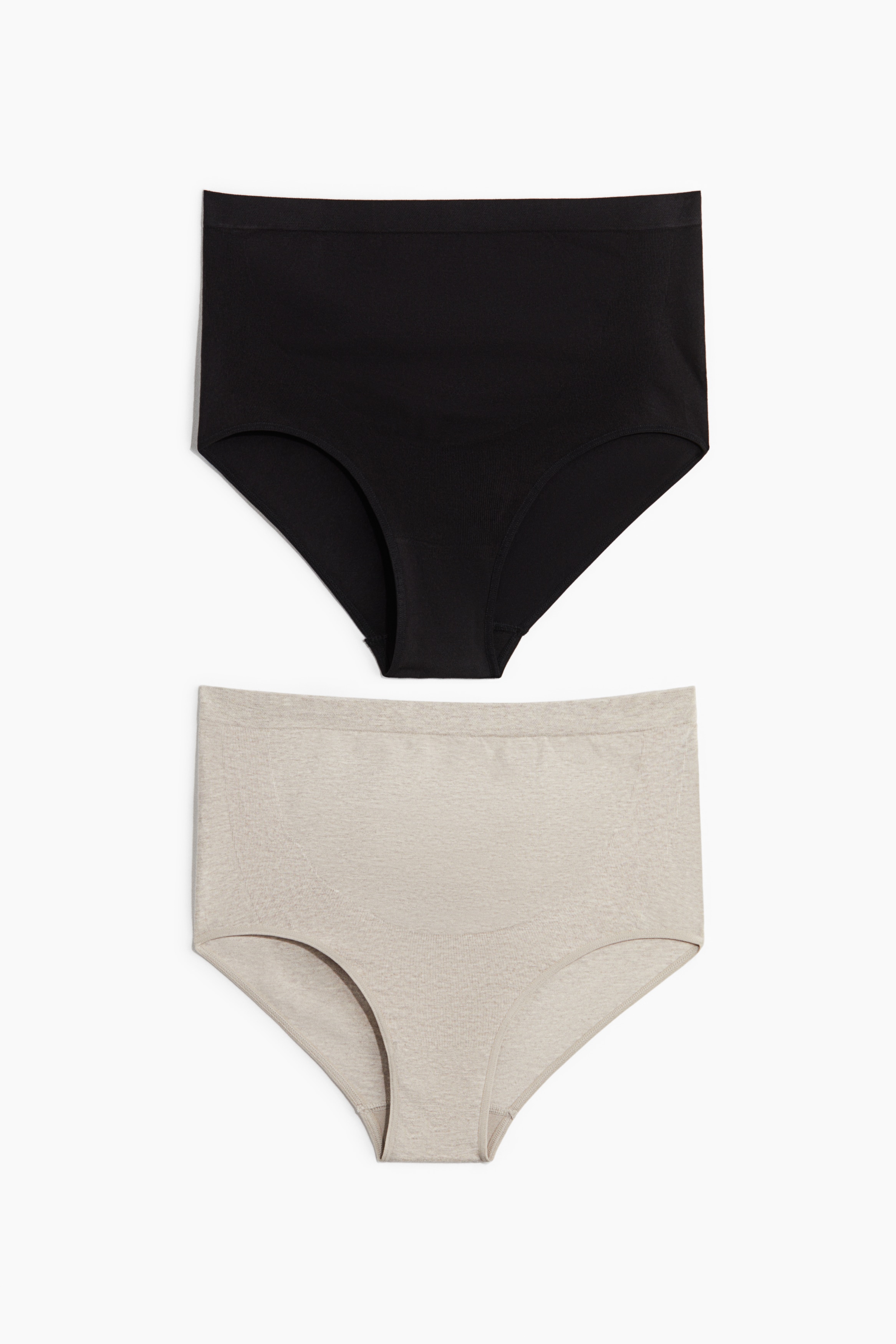 MAMA 2-Pack Seamless Cotton-Blend Briefs - Beige melange/black