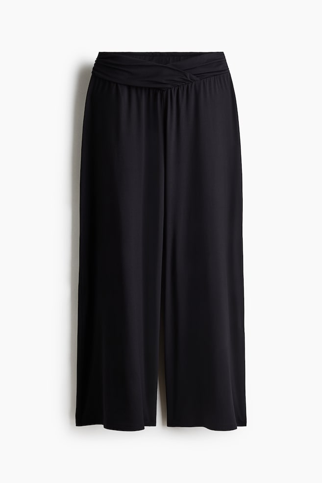Draped Pull-On Pants - Black/Dark plum purple - 1